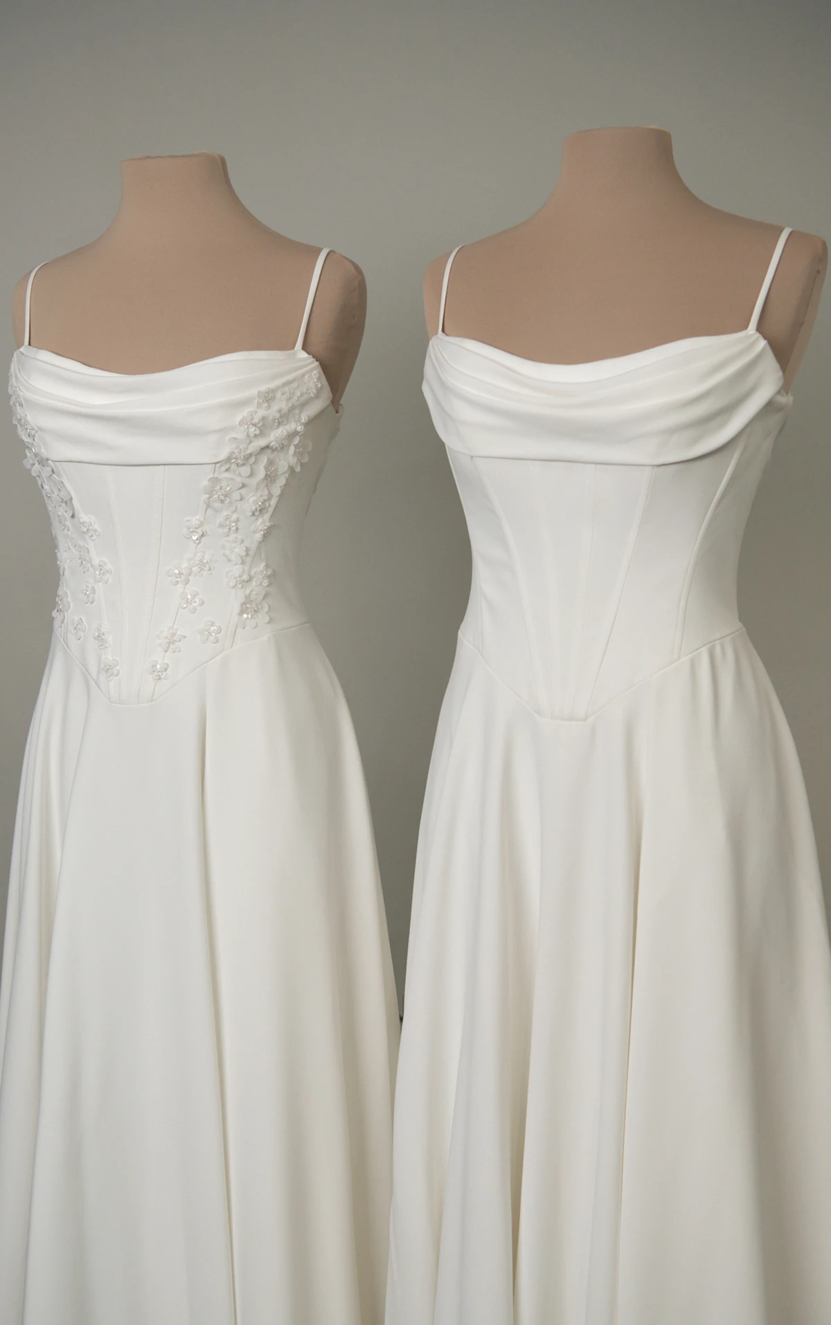 d4312 Modern A-Line Wedding Dress with Draped Neckline and High Skirt Slit  by Essense of Australia