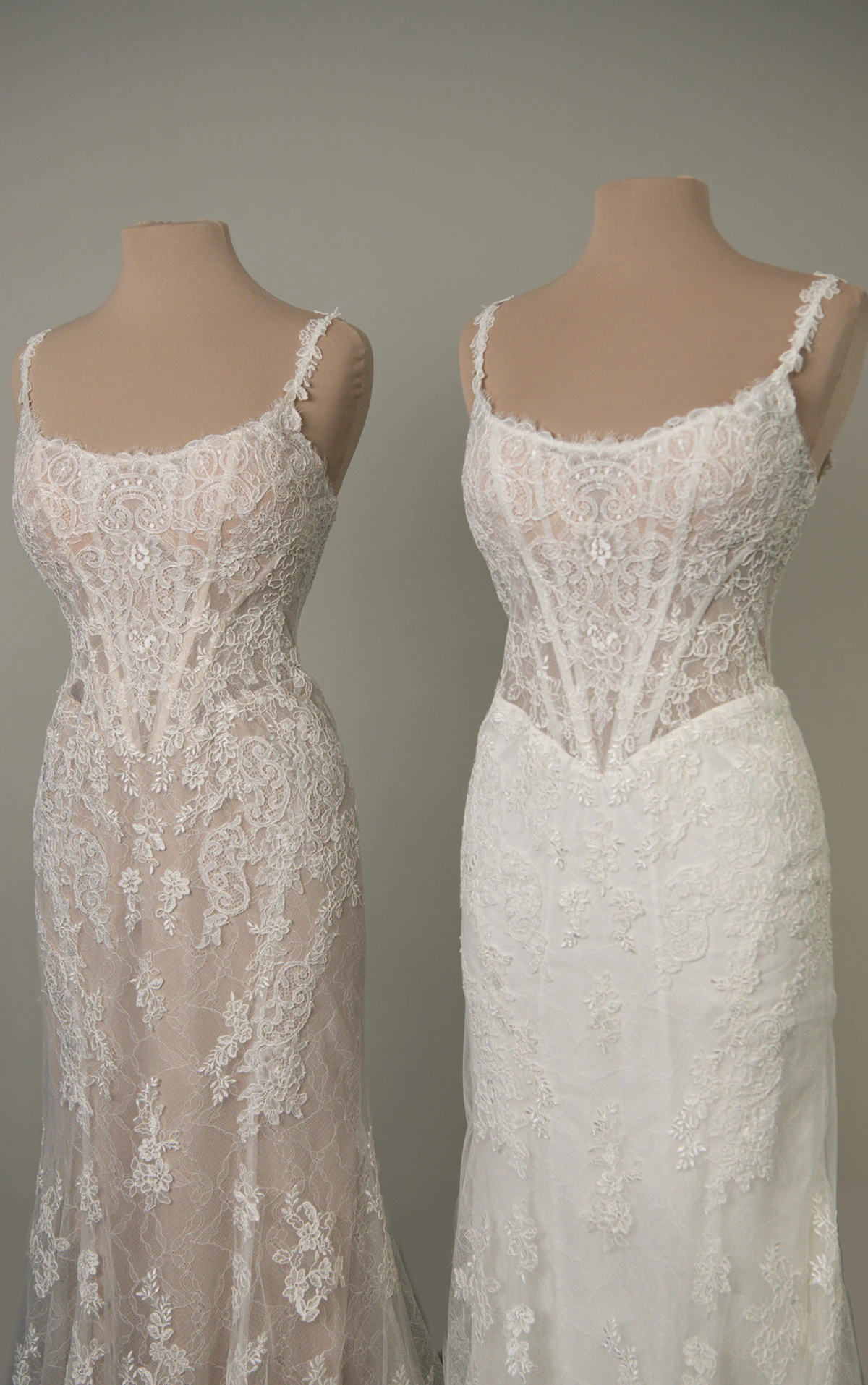 d4437 Fit-and-Flare Lace Wedding Dress with Scalloped Train and Basque Waist  by Essense of Australia