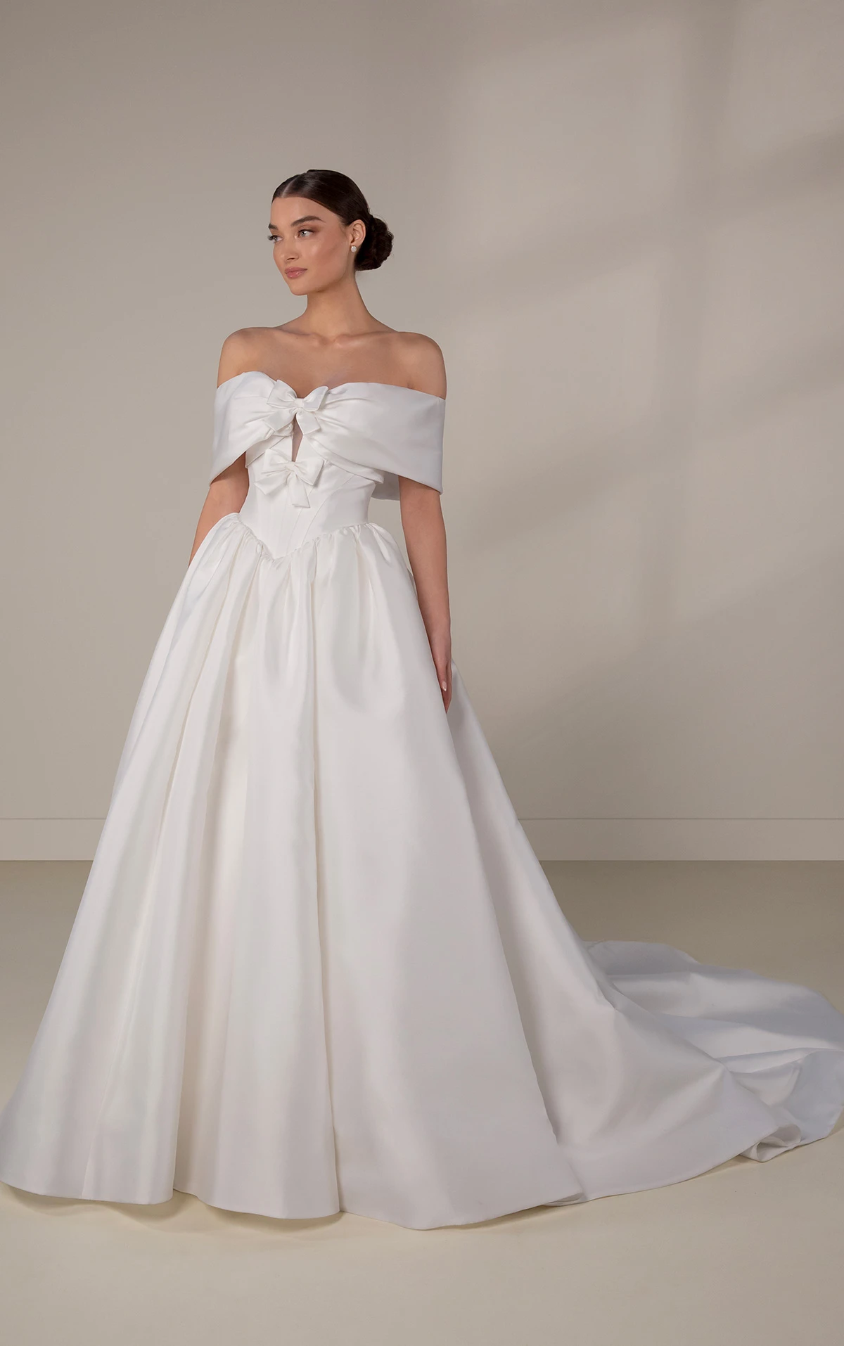 le1456 Off-the-Shoulder Ballgown Wedding Dress with Bow Details  by Martina Liana Luxe