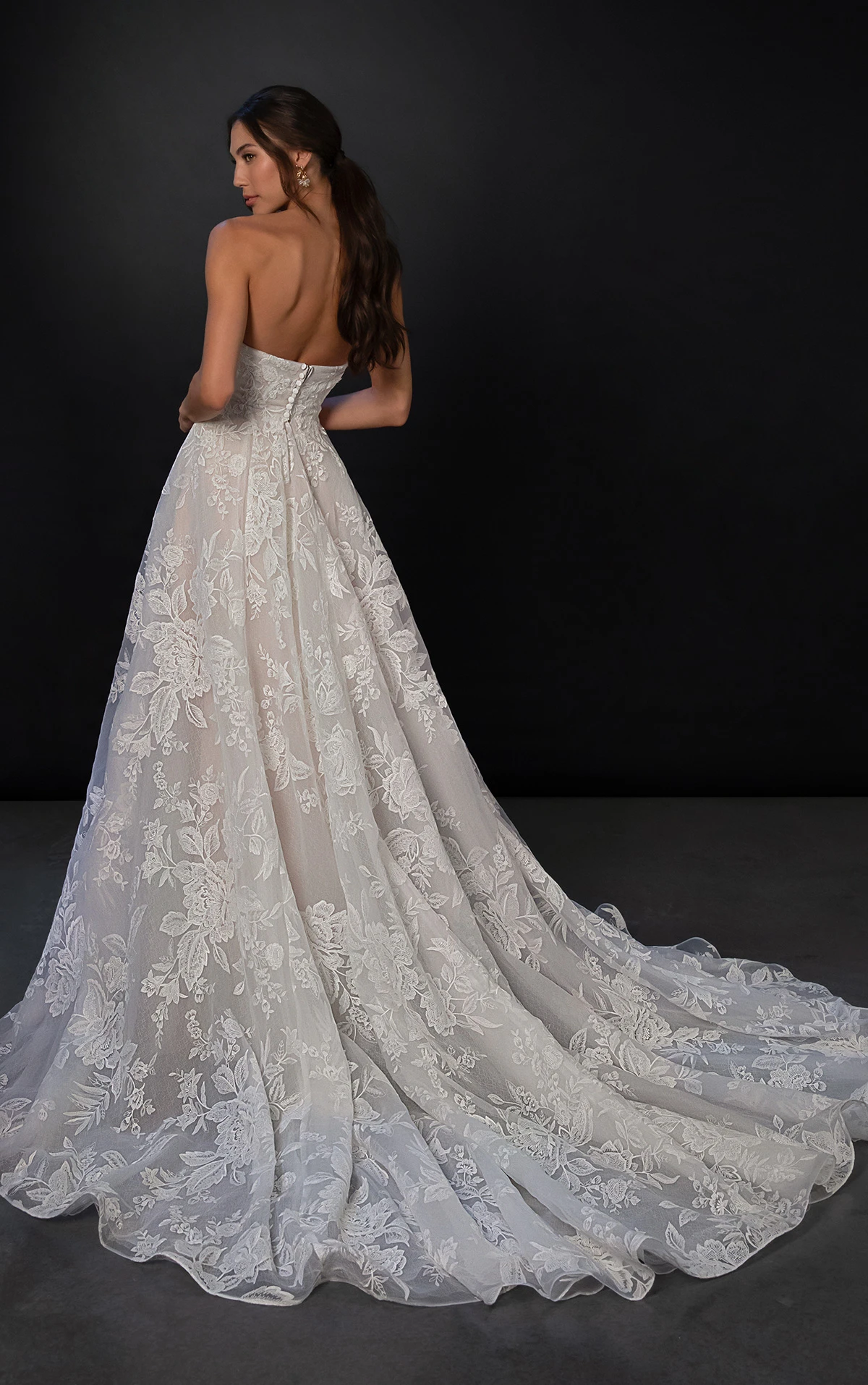 ml1996 Strapless Organza Ballgown Wedding Dress with Lace Appliqués  by Martina Liana