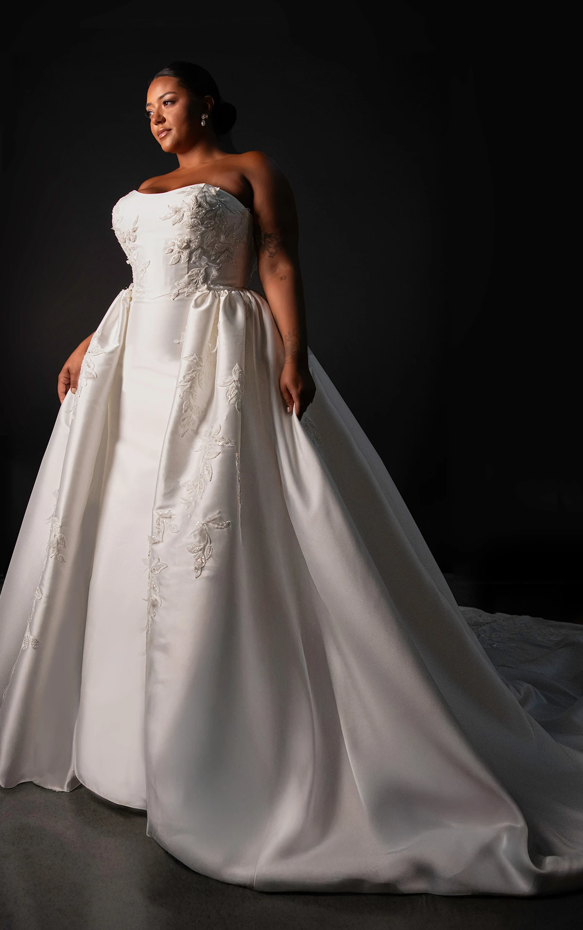 mll942 Strapless Plus Size Fit-and-Flare Wedding Dress with Detachable Overskirt  by Martina Liana