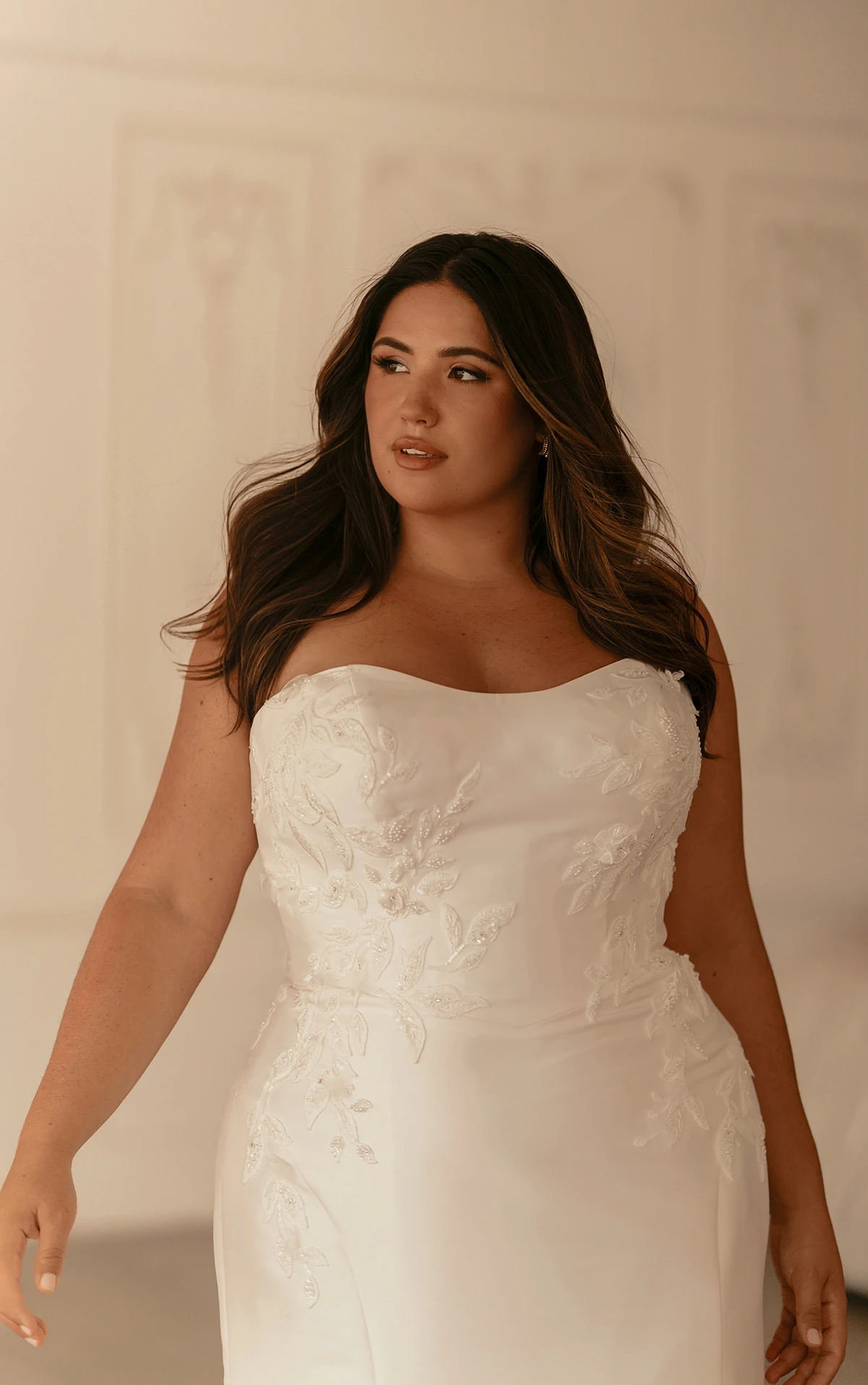 mll942 Strapless Plus Size Fit-and-Flare Wedding Dress with Detachable Overskirt  by Martina Liana