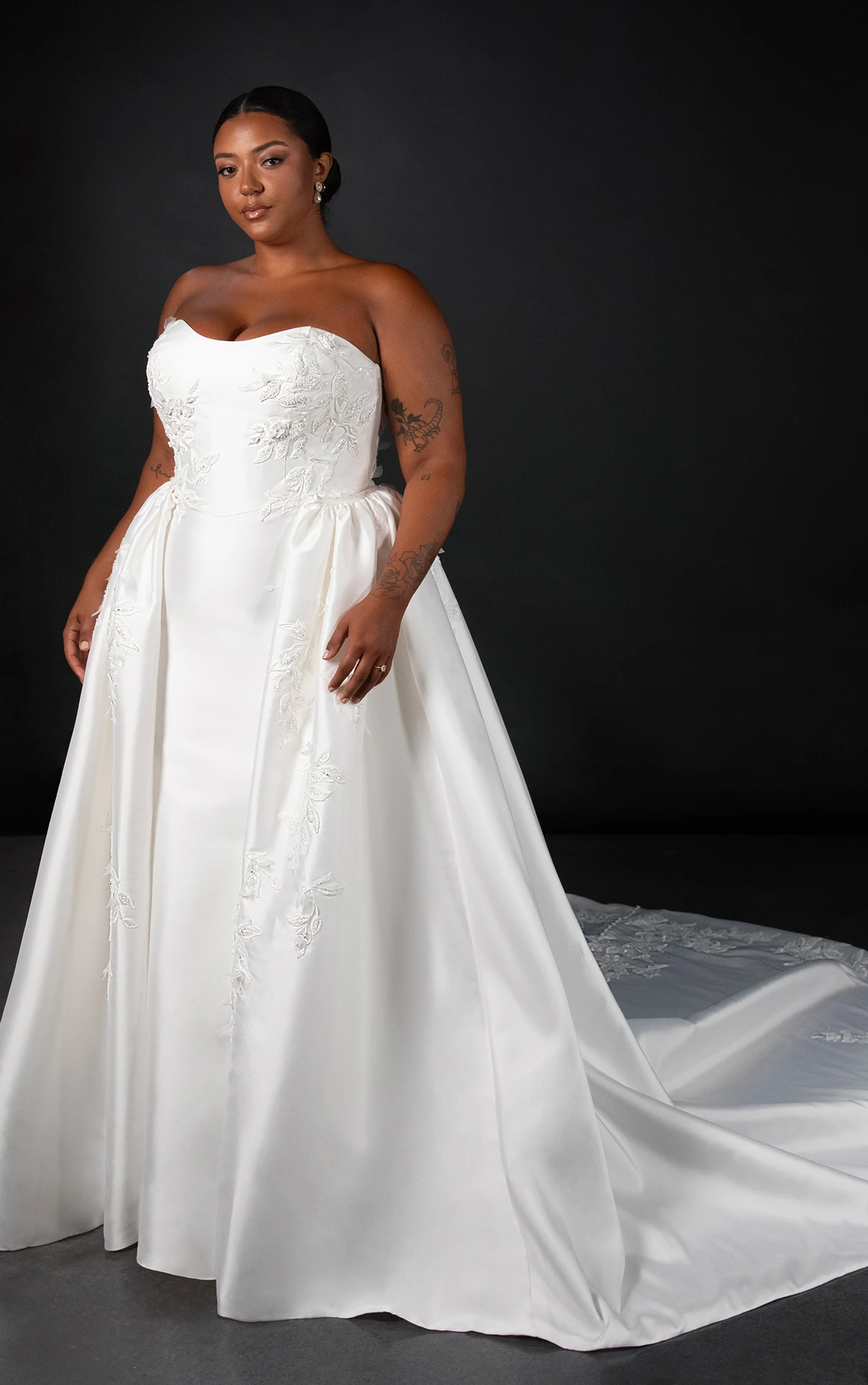 mll942 Strapless Plus Size Fit-and-Flare Wedding Dress with Detachable Overskirt  by Martina Liana