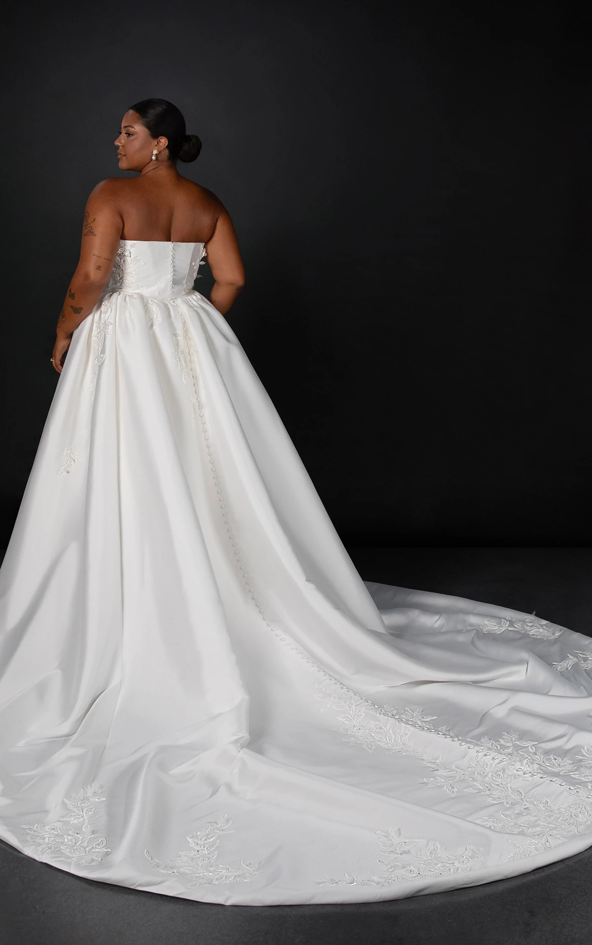 mll942 Strapless Plus Size Fit-and-Flare Wedding Dress with Detachable Overskirt  by Martina Liana