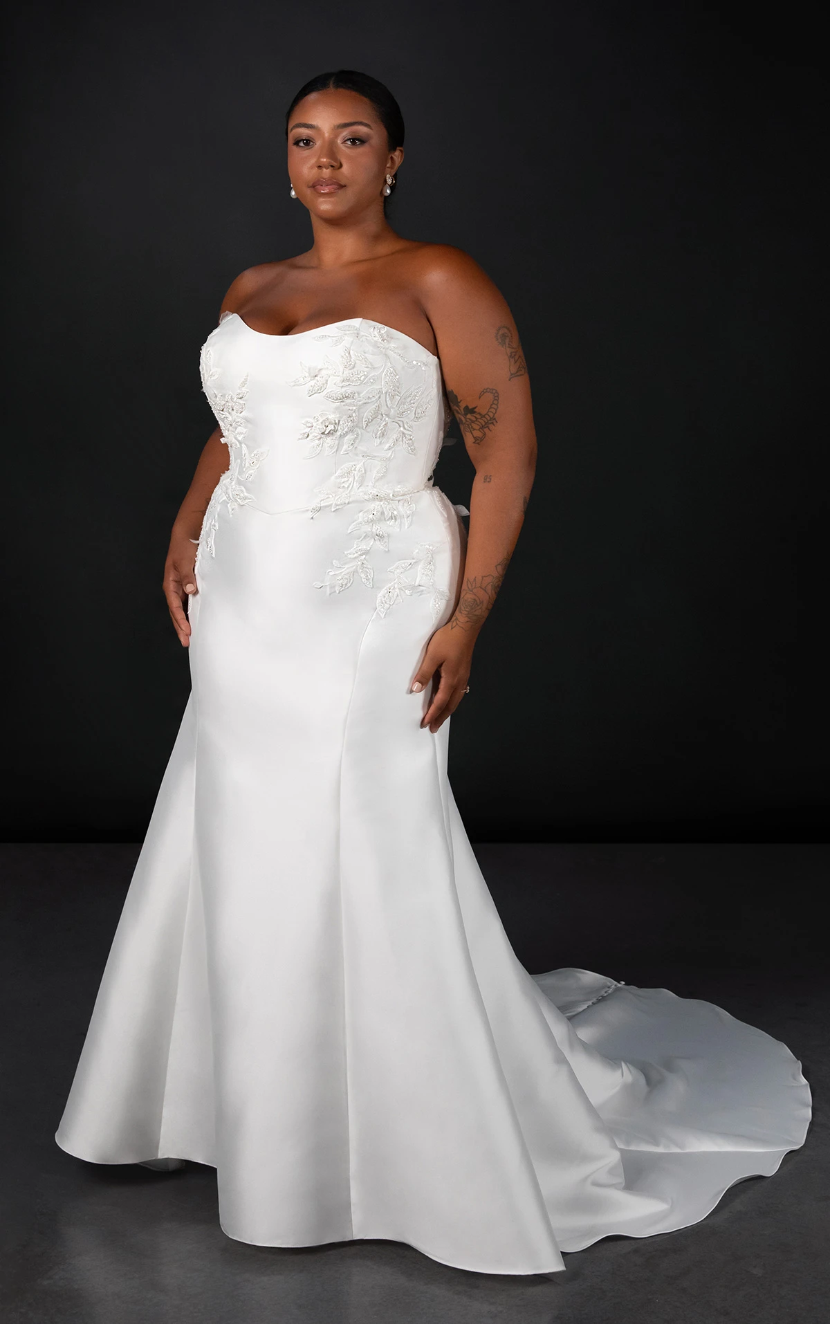 mll942 Strapless Plus Size Fit-and-Flare Wedding Dress with Detachable Overskirt  by Martina Liana