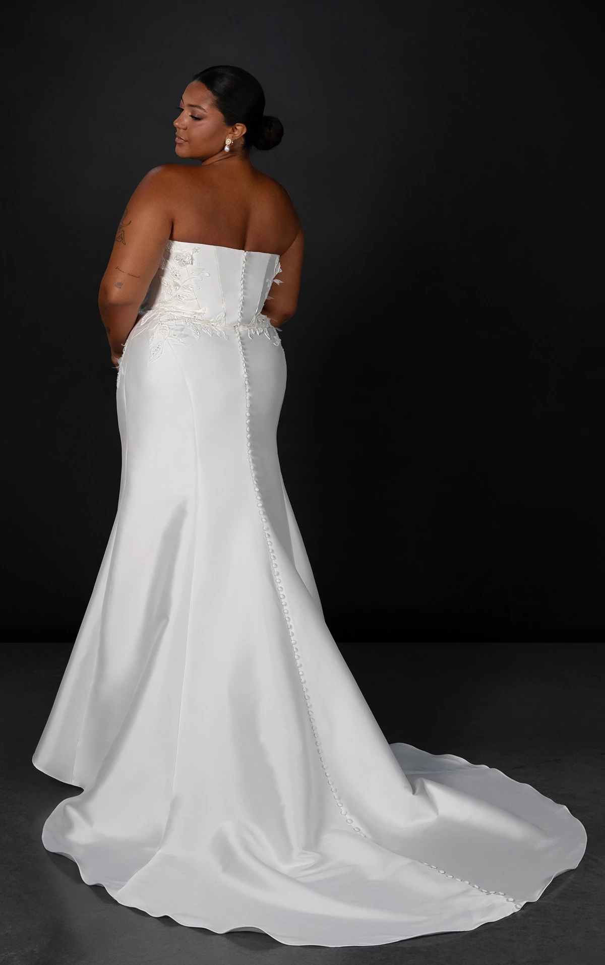 mll942 Strapless Plus Size Fit-and-Flare Wedding Dress with Detachable Overskirt  by Martina Liana