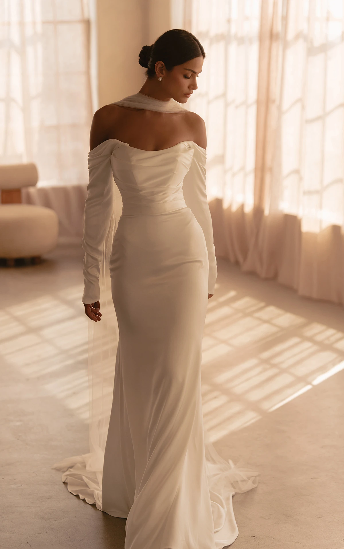 Strapless Fit-and-Flare Wedding Dress with Ruched Bodice, ML1997, byMartina Liana