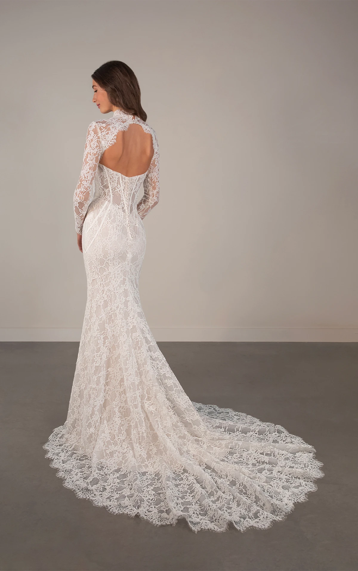 pa1397 High Neckline Sheath Wedding Dress with Sparkle and Corset  by Oxford Street