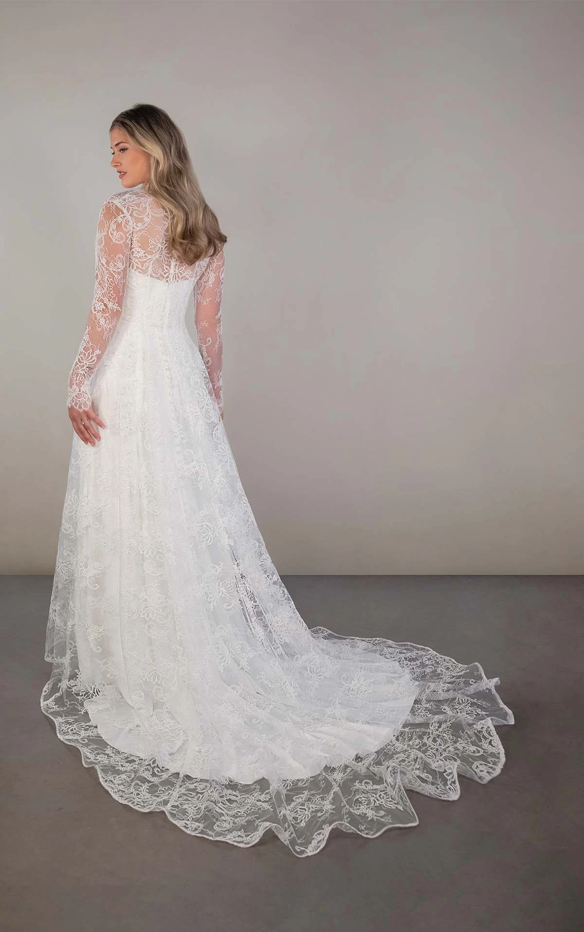 pa1440 Long Sleeve A-Line Wedding Dress with a Scoop Neckline  by Oxford Street