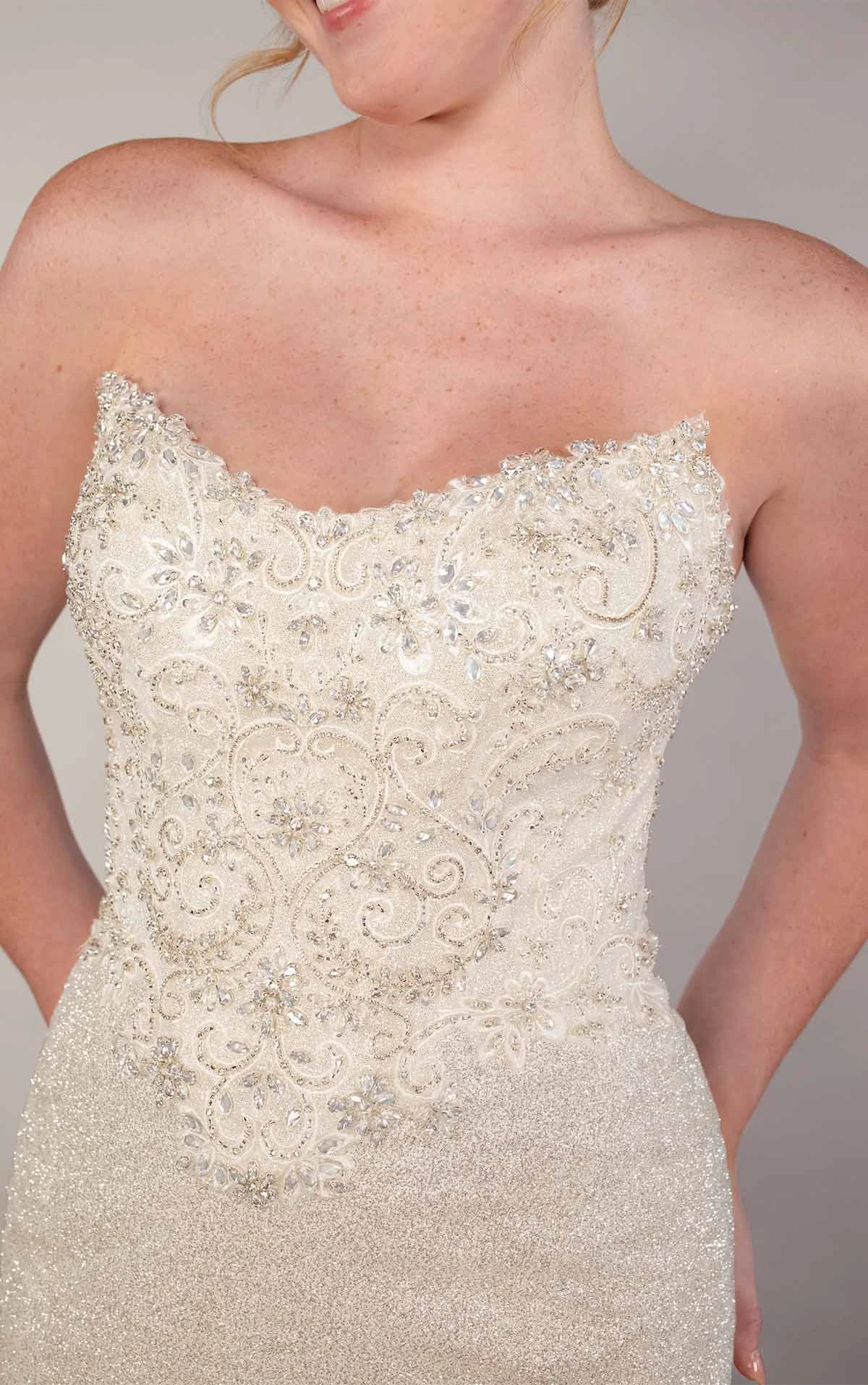 pa1429 Fit-and-Flare-Brautkleid mit Überrock, Glitzer und Schleppe  by Oxford Street