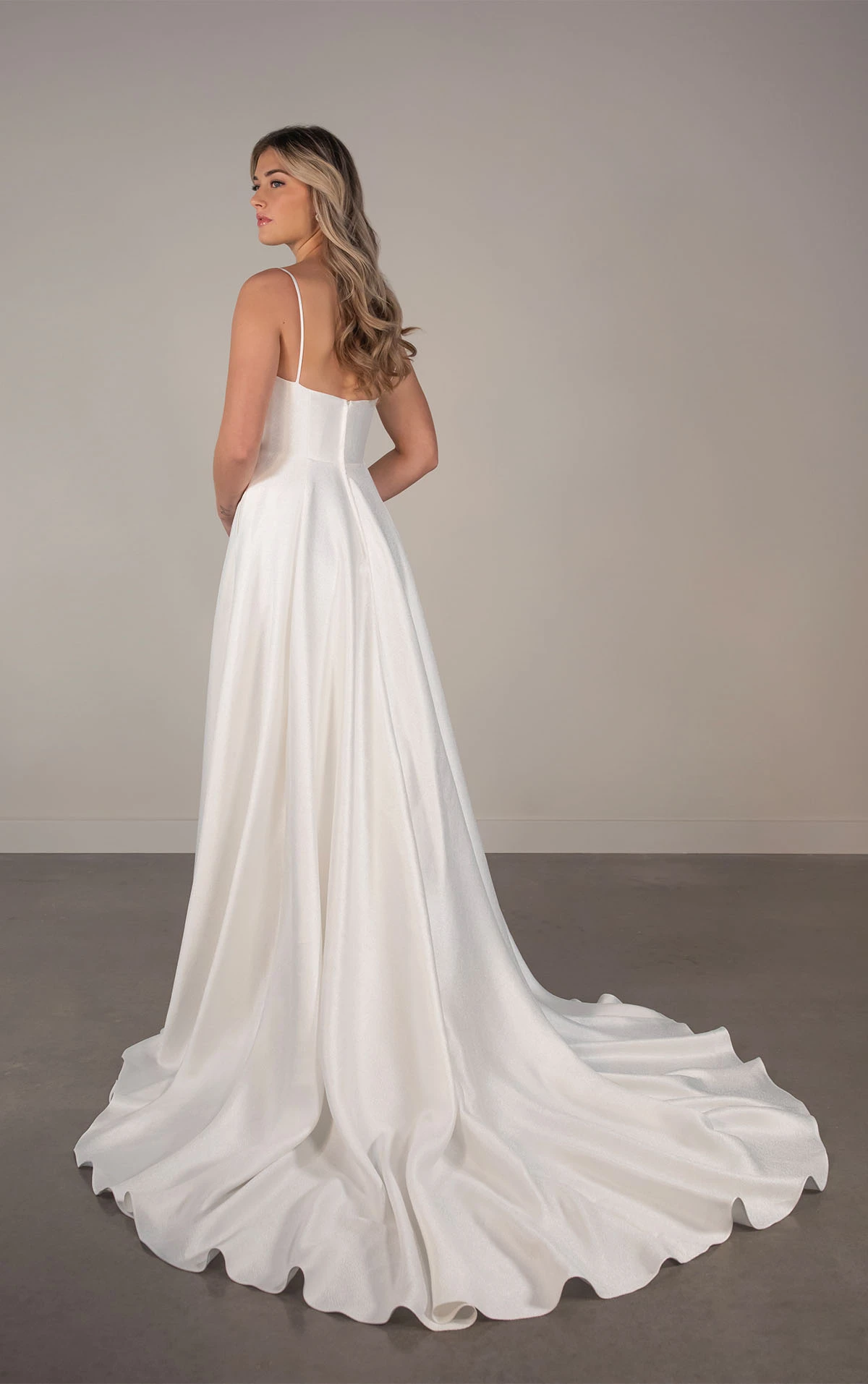 pa1403 Square Neckline A-Line Wedding Dress in Satin Mikado  by Oxford Street