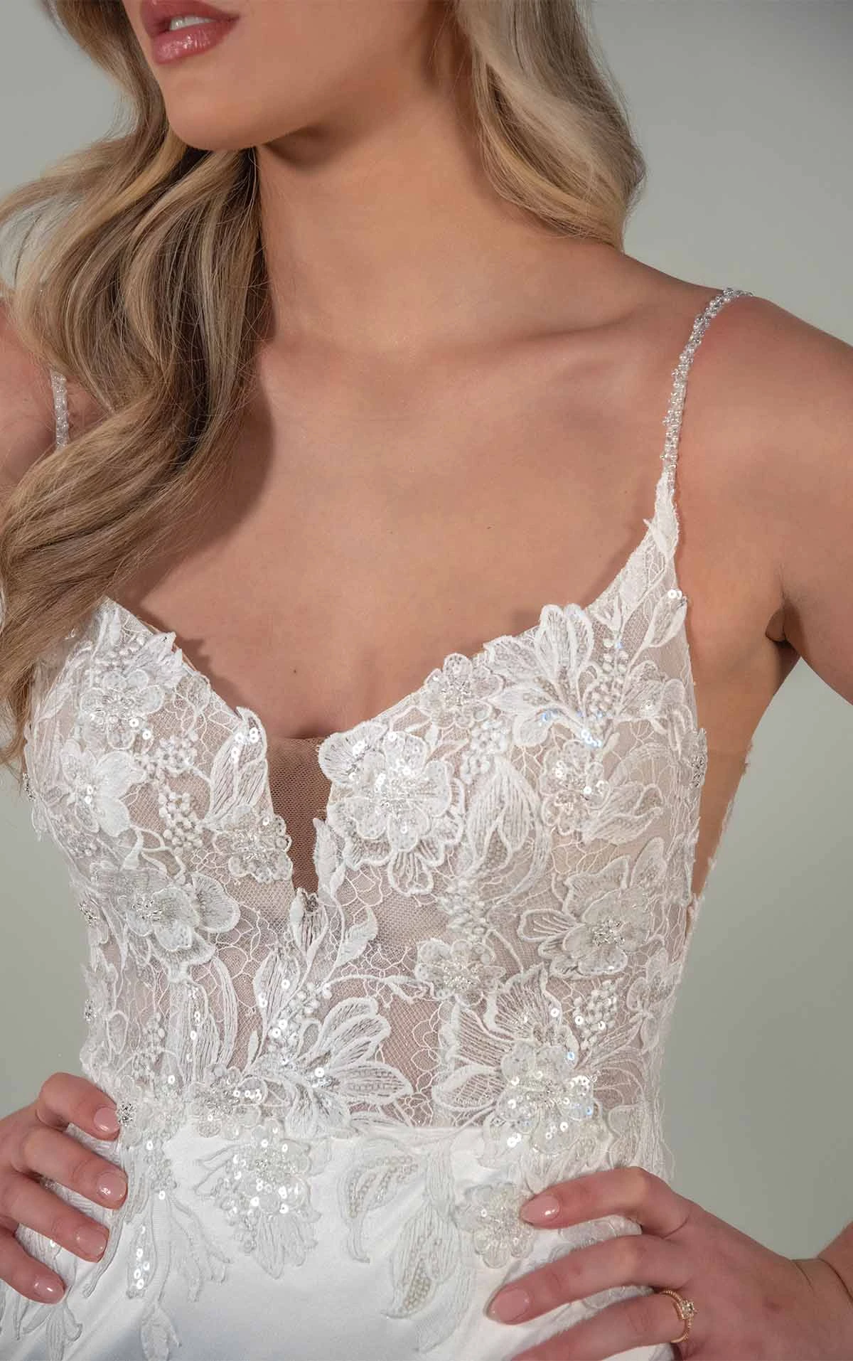 pa1405 Fit-and-Flare Wedding Dress with 3D Floral Lace  by Oxford Street