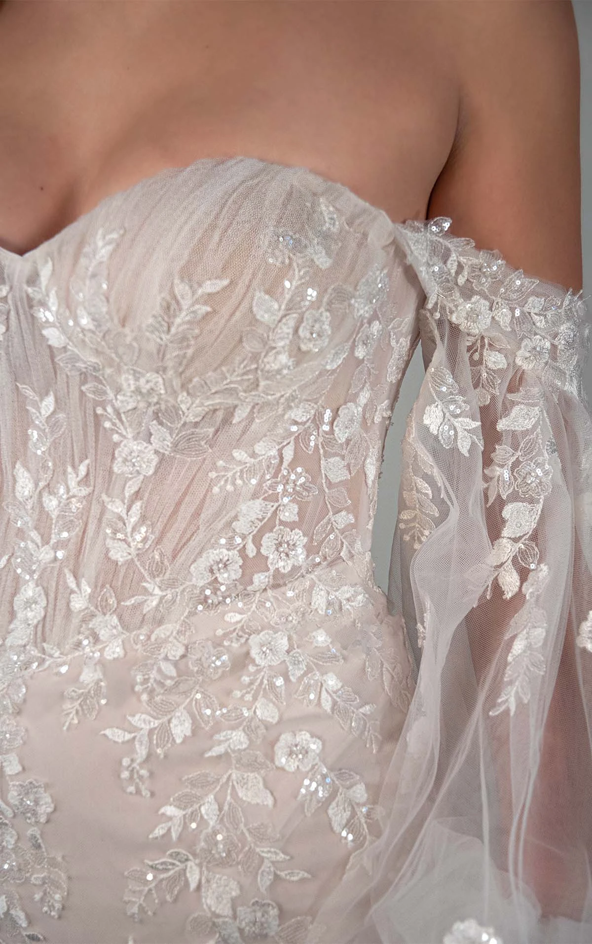 pa1411 Fit-and-Flare-Brautkleid mit Ärmeln und tiefer Taille  by Oxford Street