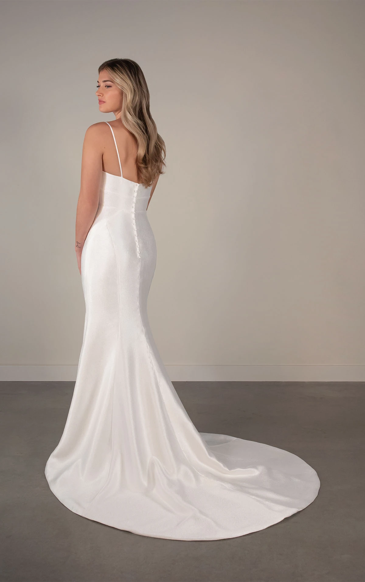 pa1415 Sheath Wedding Dress with Straps in Satin Mikado  by Oxford Street