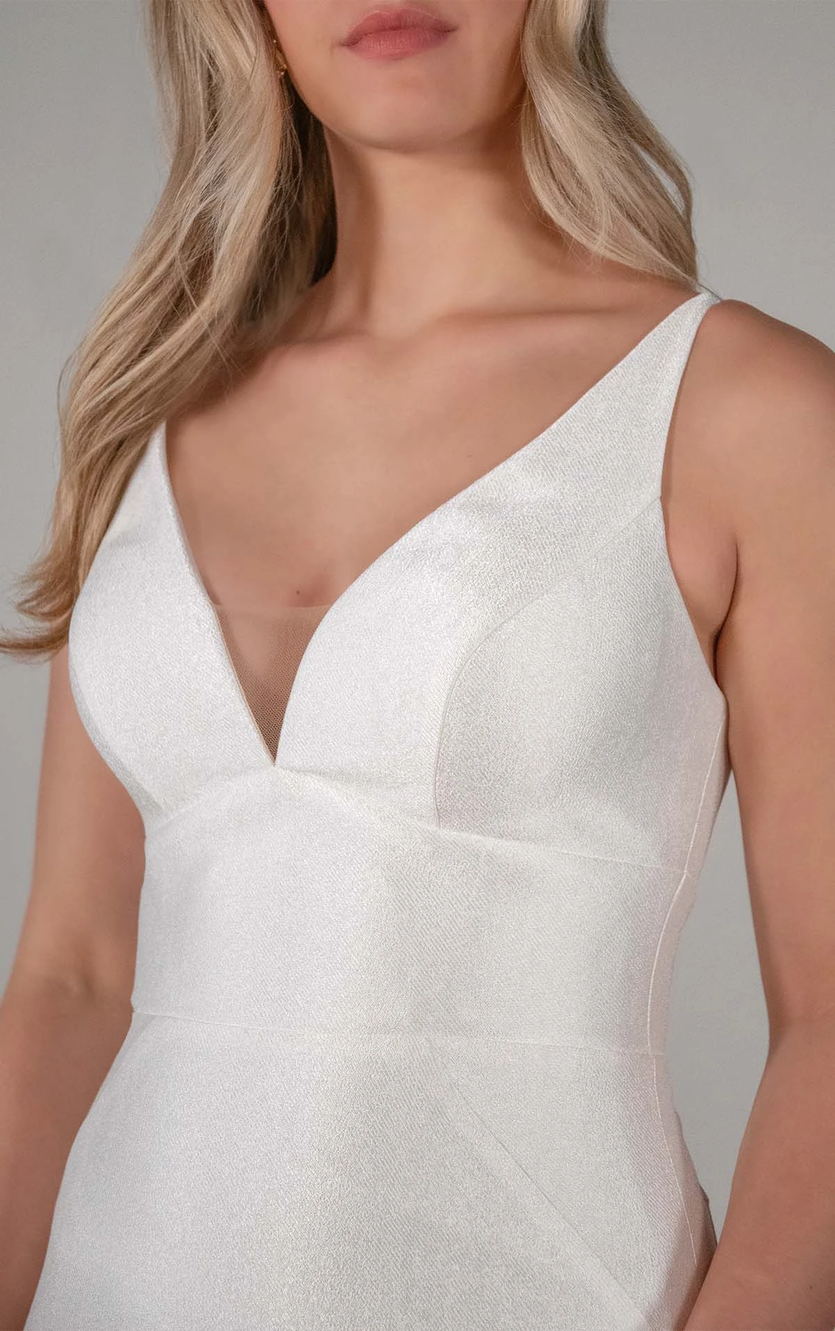 pa1415 Sheath Wedding Dress with Straps in Satin Mikado  by Oxford Street