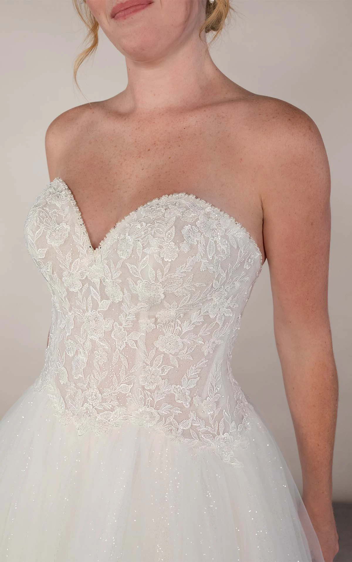 pa1434 Strapless A-Line Wedding Dress in Lace and Tulle  by Oxford Street