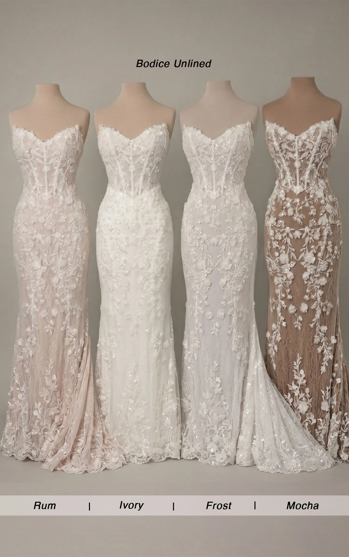 d4368 Strapless Beaded Lace Fit-and-Flare Wedding Dress with 3D Appliqués by Essense of Australia