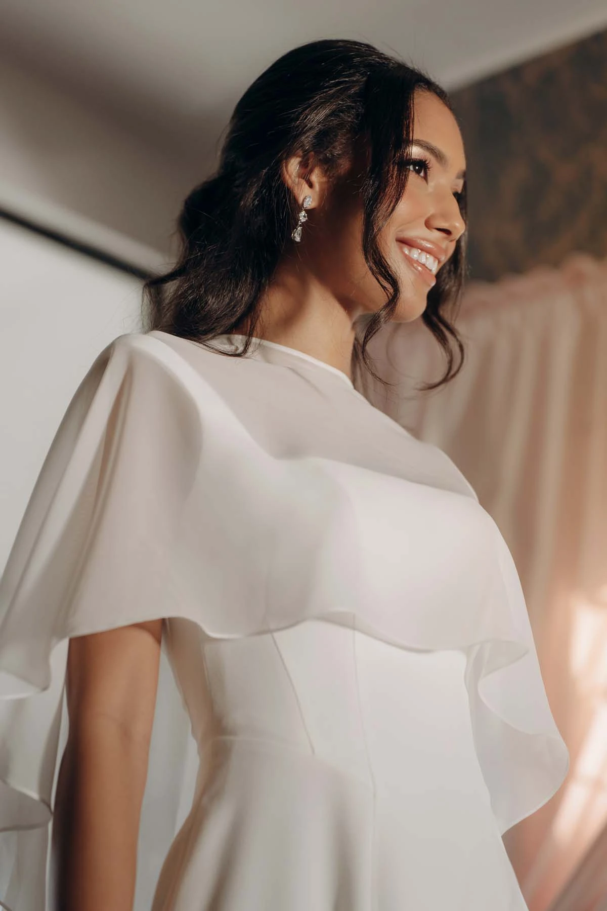 sy8257 Architectural Square Neckline A-Line Wedding Gown with Low Square Back by Stella York