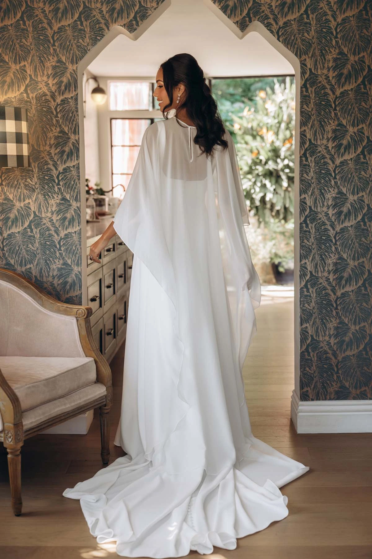 sy8257 Architectural Square Neckline A-Line Wedding Gown with Low Square Back by Stella York