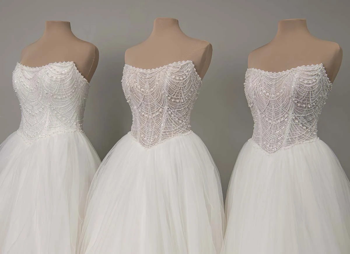 sy8312 Strapless Pearl-Beaded Corset Ballgown with Frothy Tulle Skirt by Stella York