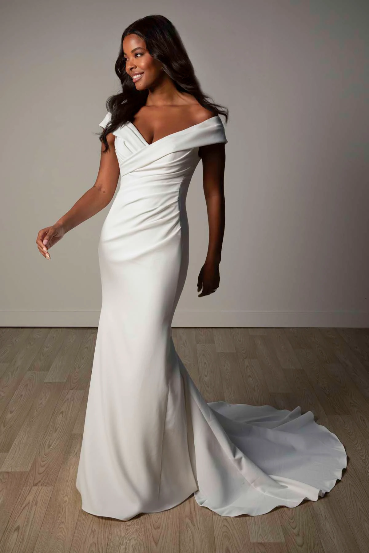 sy8330 Timeless Off-the-Shoulder Fit-and-Flare Wedding Gown by Stella York