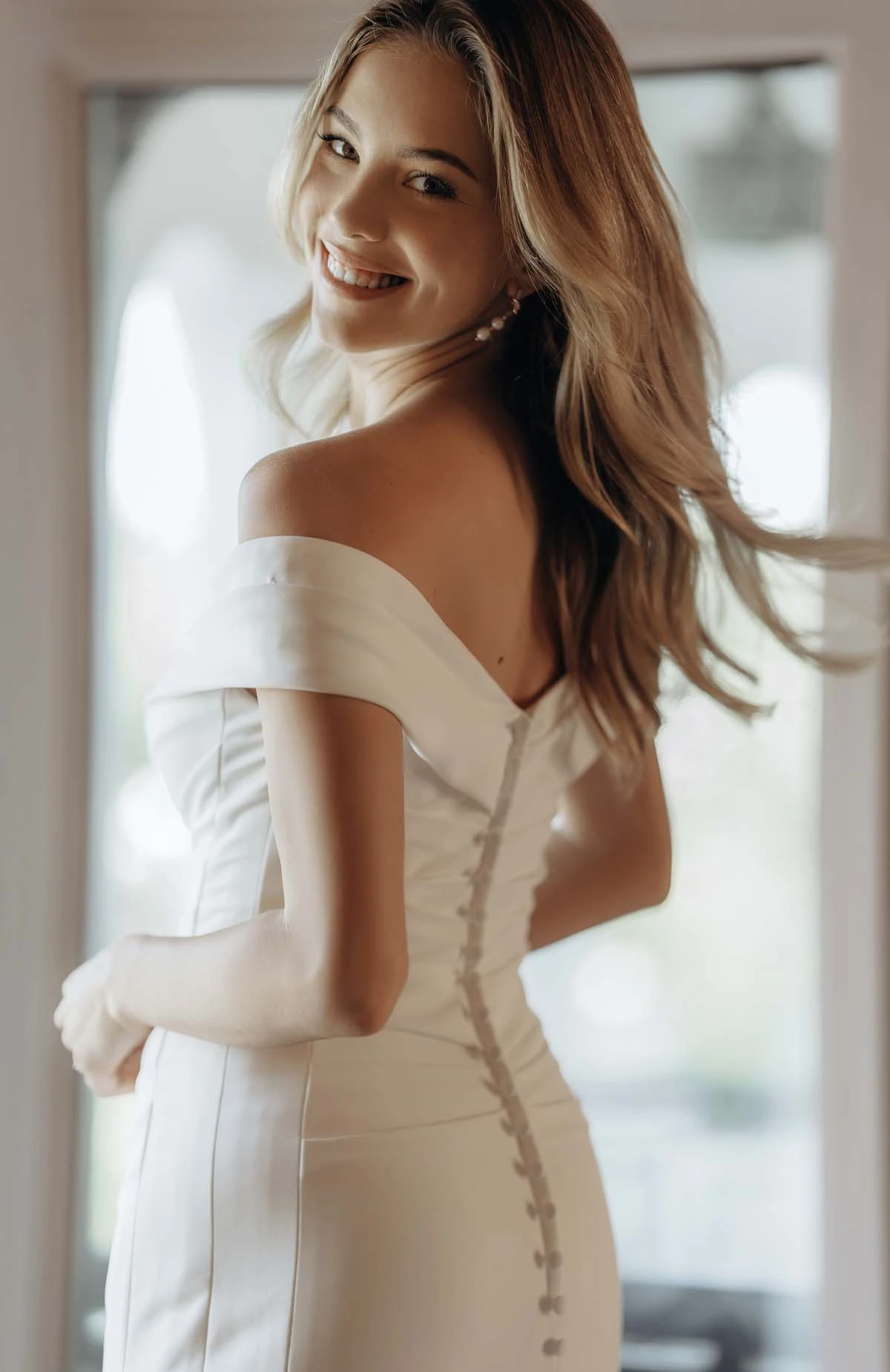 sy8330 Timeless Off-the-Shoulder Fit-and-Flare Wedding Gown by Stella York