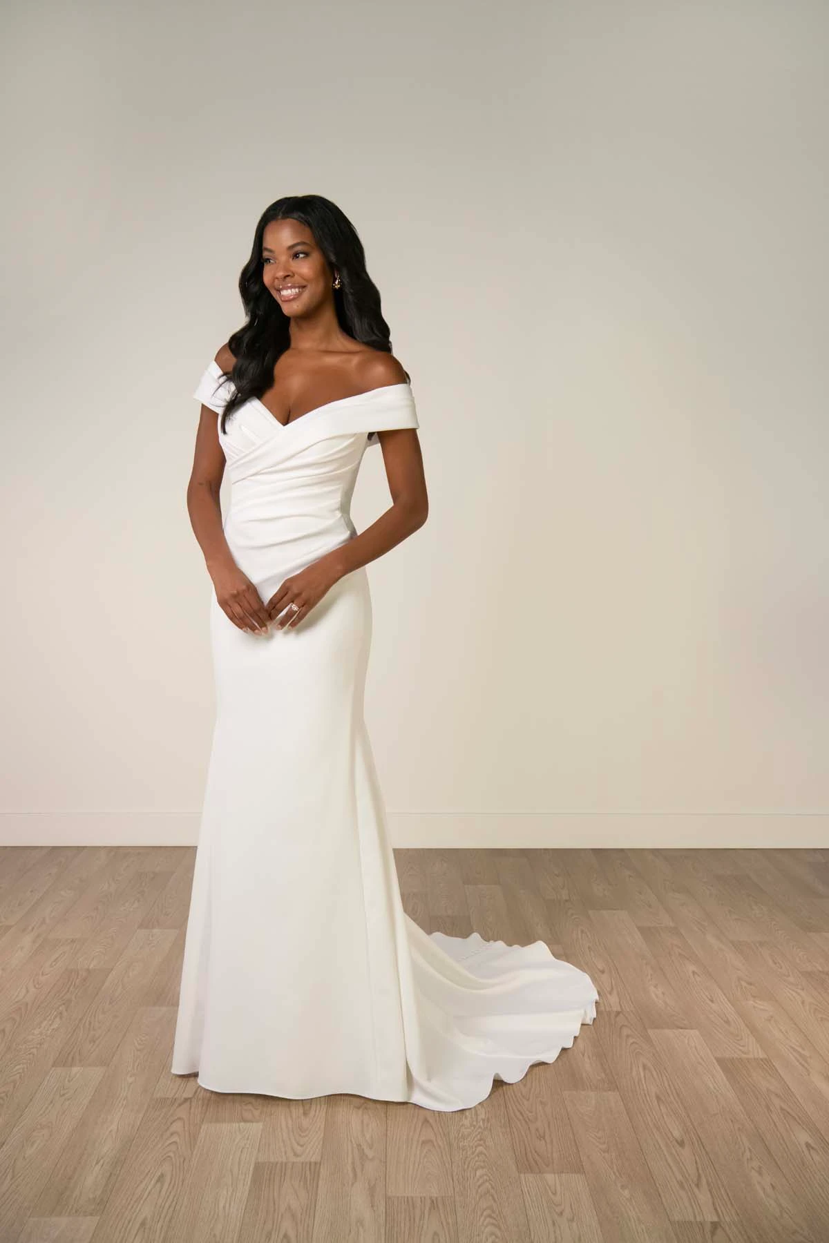 sy8330 Timeless Off-the-Shoulder Fit-and-Flare Wedding Gown by Stella York