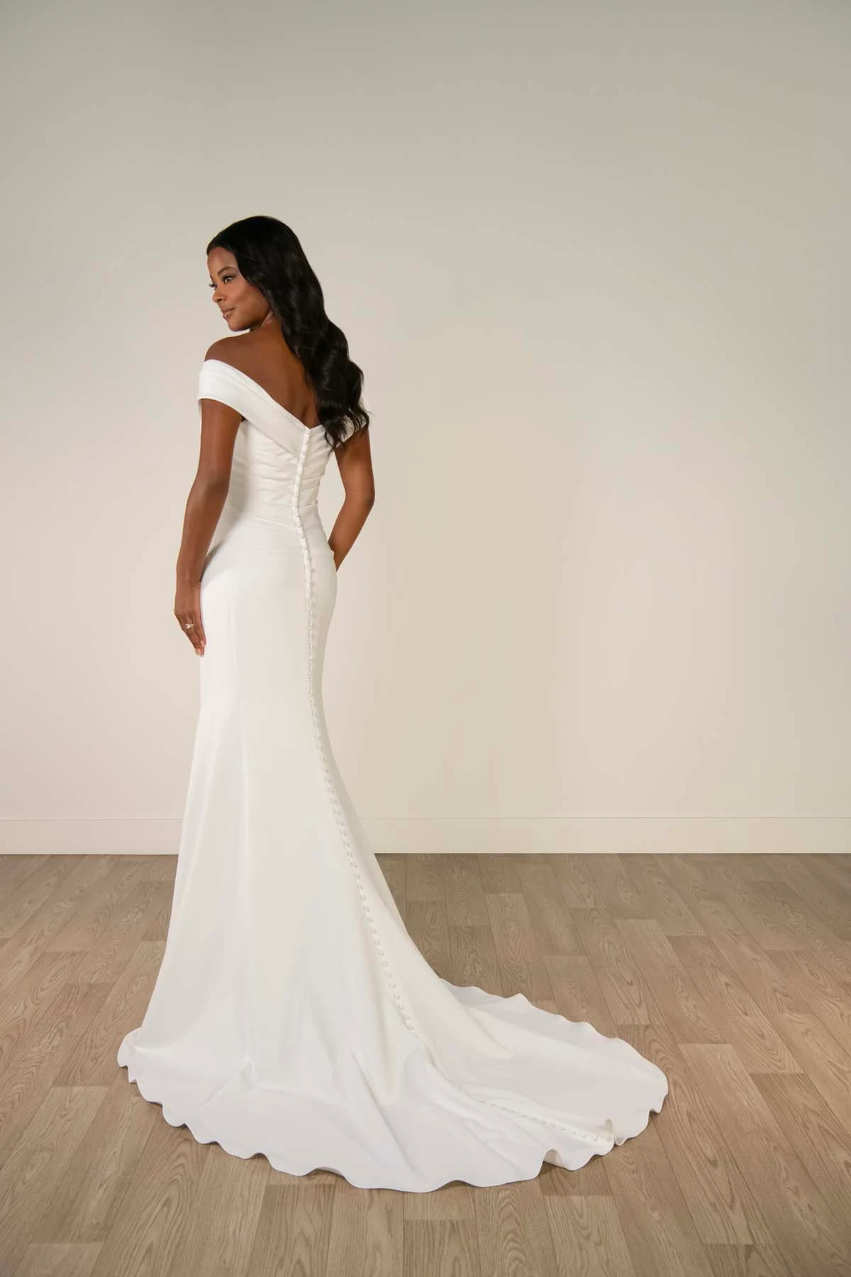 sy8330 Timeless Off-the-Shoulder Fit-and-Flare Wedding Gown by Stella York