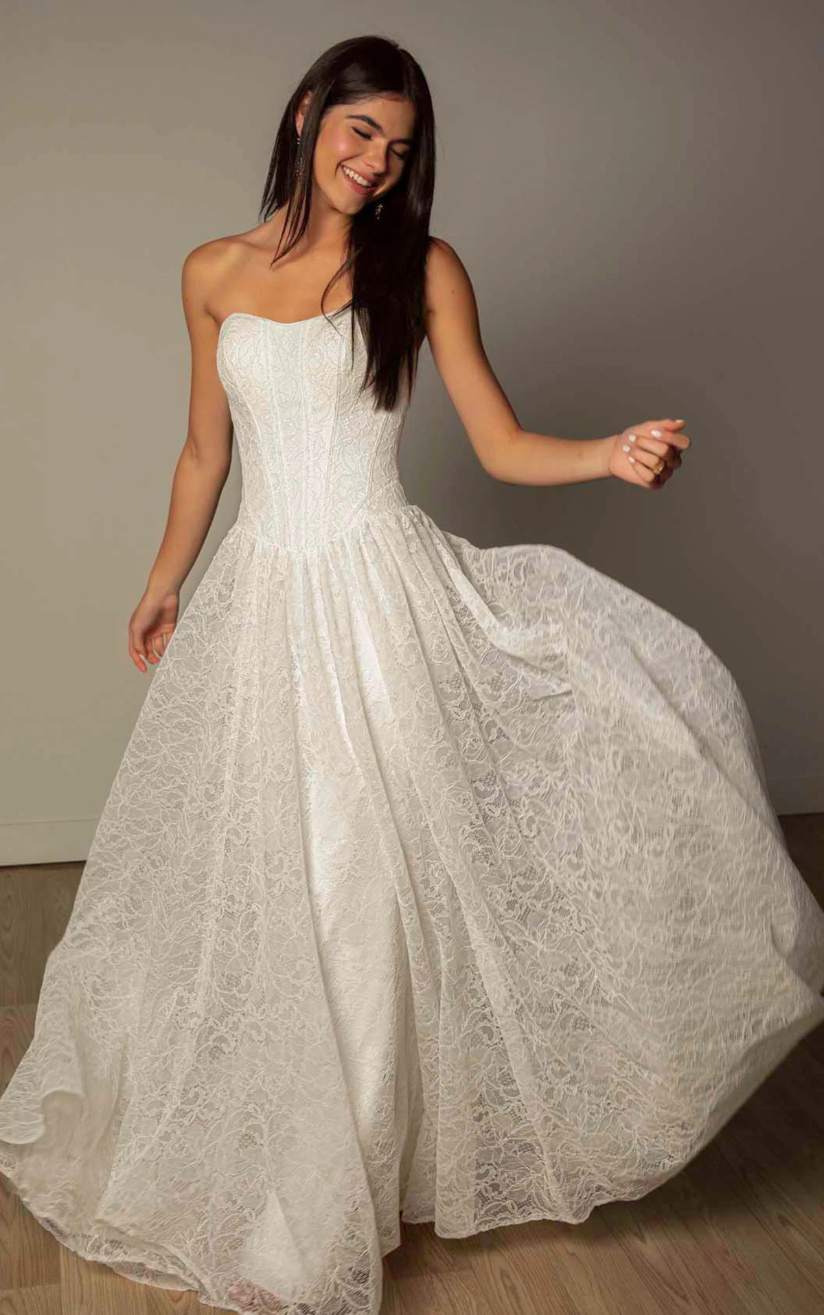 sy8341 Allover Lace A-Line Wedding Gown with Sweetheart Neckline and Scalloped Train by Stella York