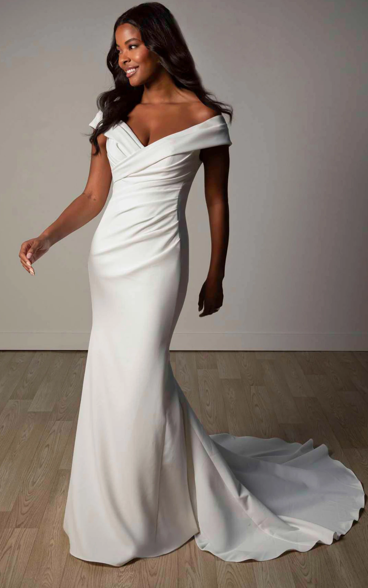 sy8330 Timeless Off-the-Shoulder Fit-and-Flare Wedding Gown  by Stella York