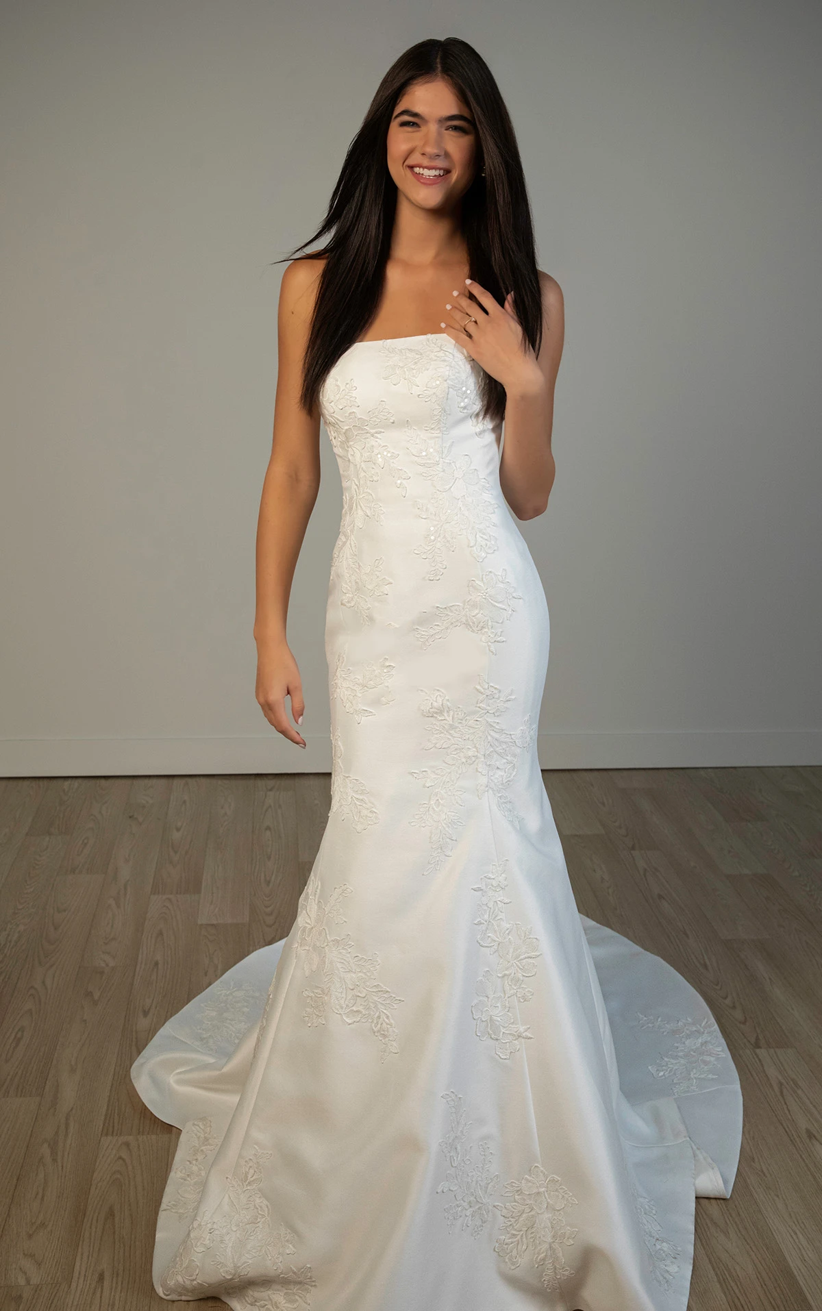 sy8251 Strapless Mikado Mermaid Wedding Gown with Lace Details  by Stella York
