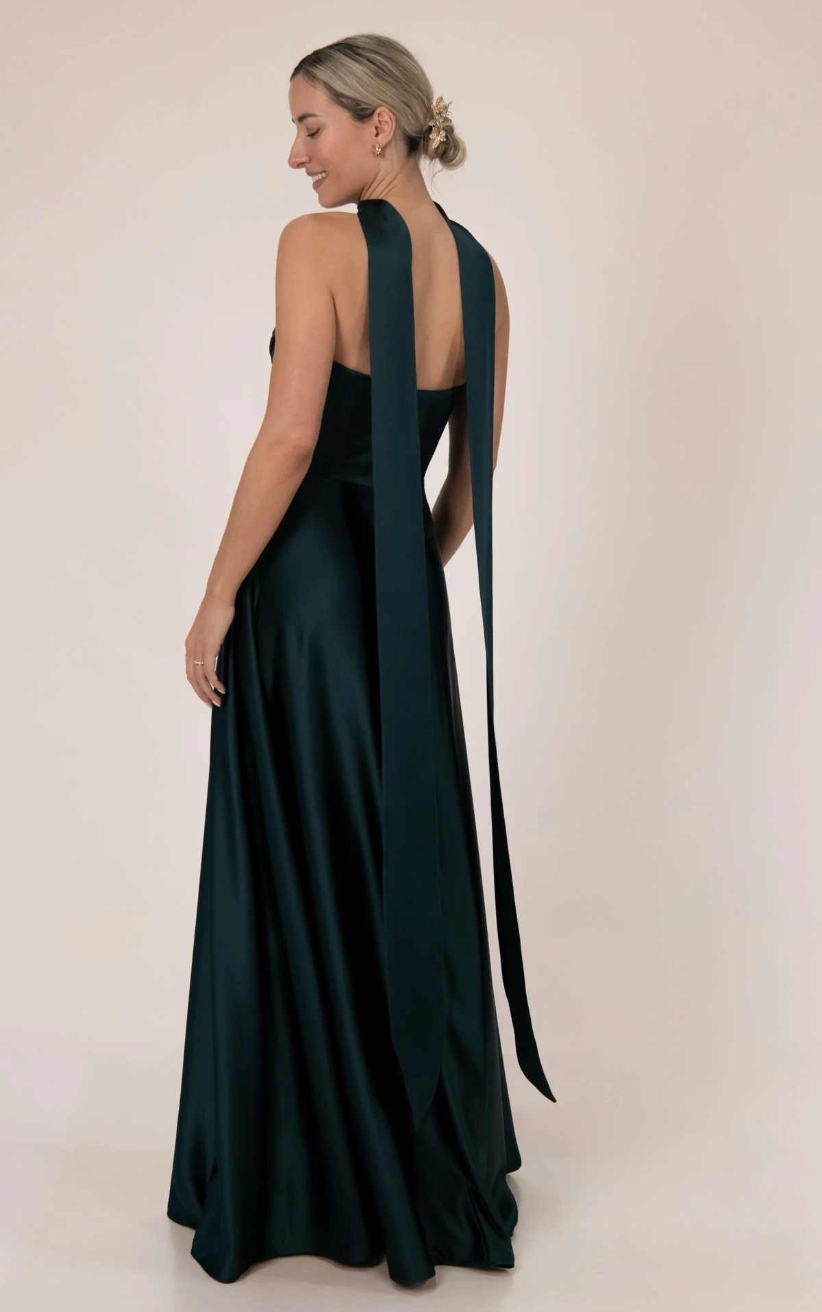 9912 Strapless Cowl Charmeuse Bridesmaid Gown with Removable Long Scarf by Sorella Vita