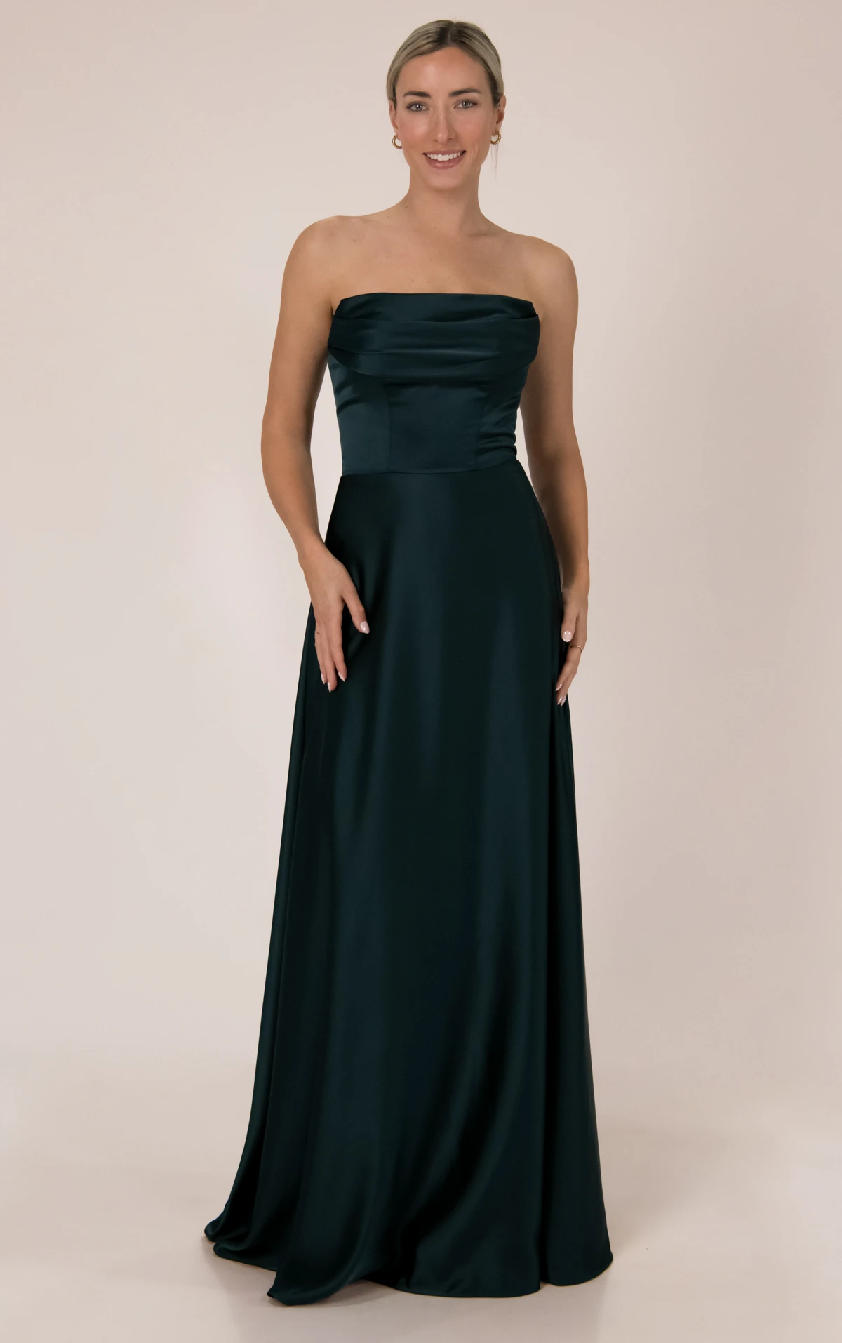 9912 Strapless Cowl Charmeuse Bridesmaid Gown with Removable Long Scarf by Sorella Vita
