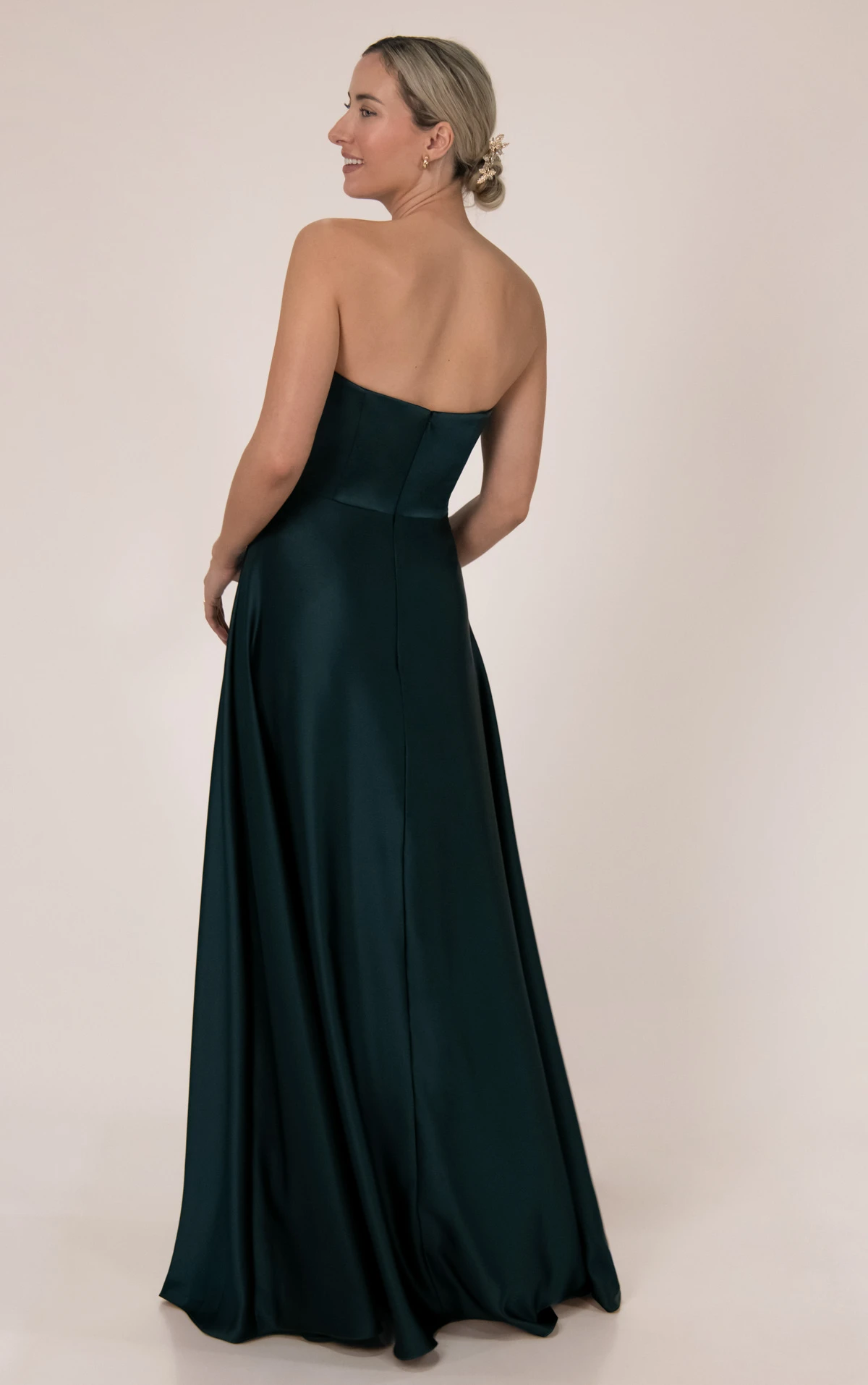 9912 Strapless Cowl Charmeuse Bridesmaid Gown with Removable Long Scarf by Sorella Vita
