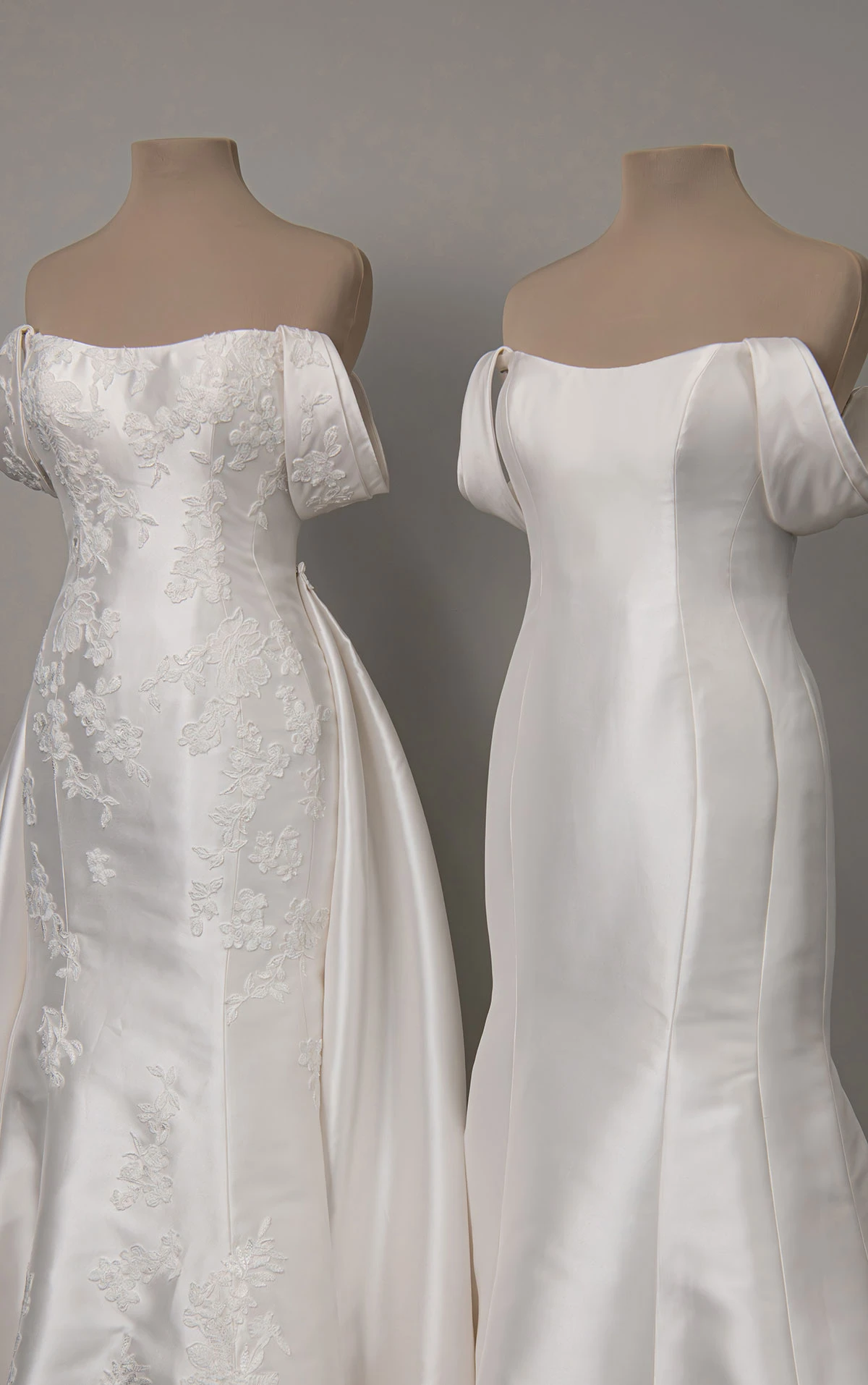 d4493 Elegantes Fit-and-Flare-Brautkleid aus matter Spitze und Mikado mit abnehmbarem Überrock  by Essense of Australia