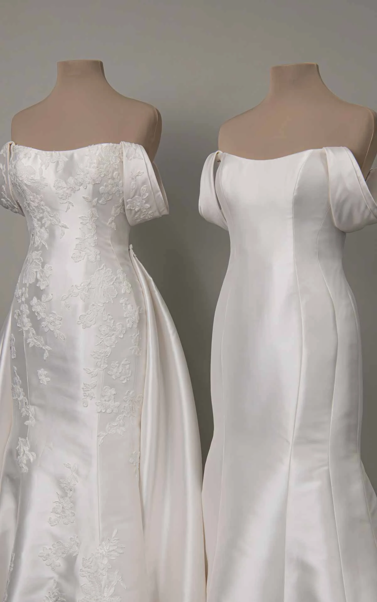d4493 Elegant Matte Lace and Mikado Fit-and-Flare Wedding Dress with Detachable Overskirt by Essense of Australia