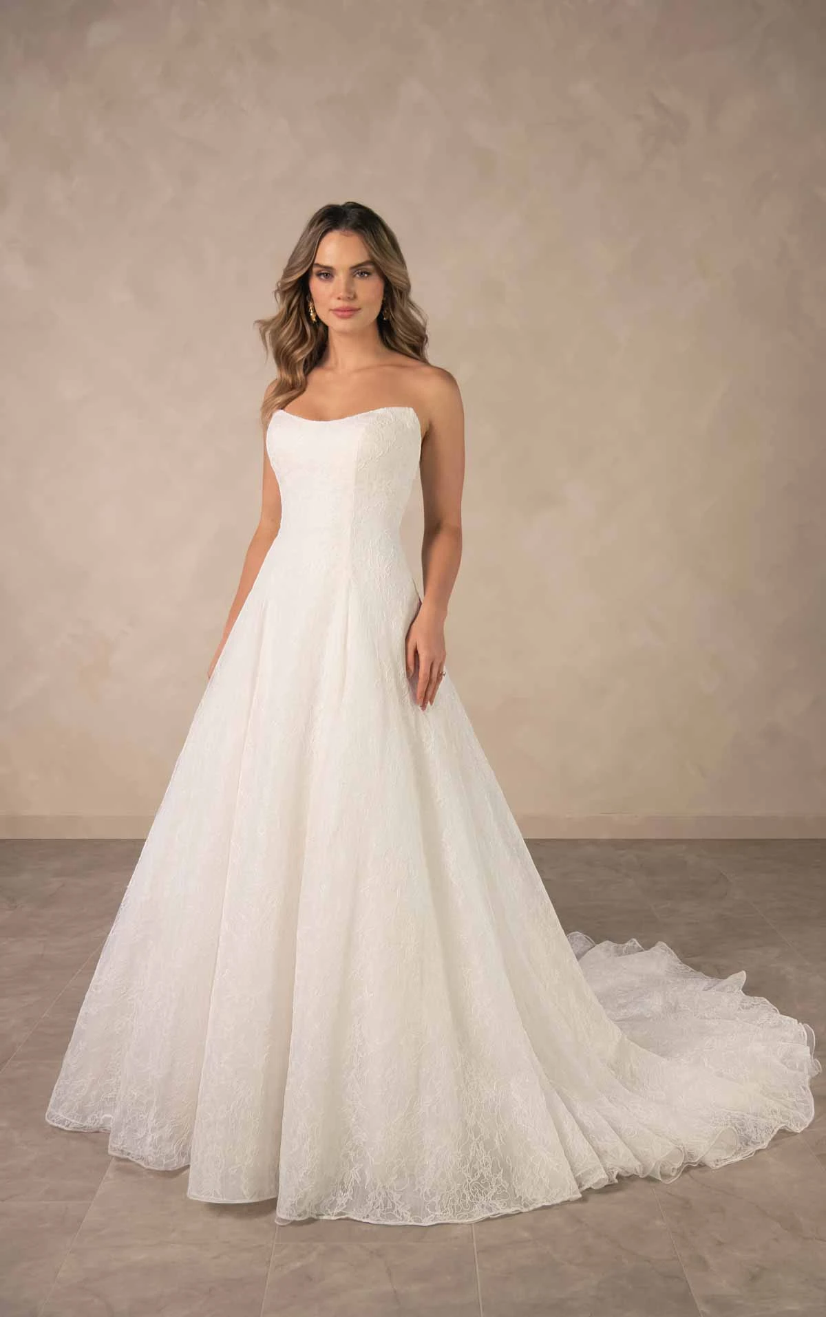d4543 Allover Lace A-Line Wedding Dress with Classic Sweetheart Neckline by Essense of Australia