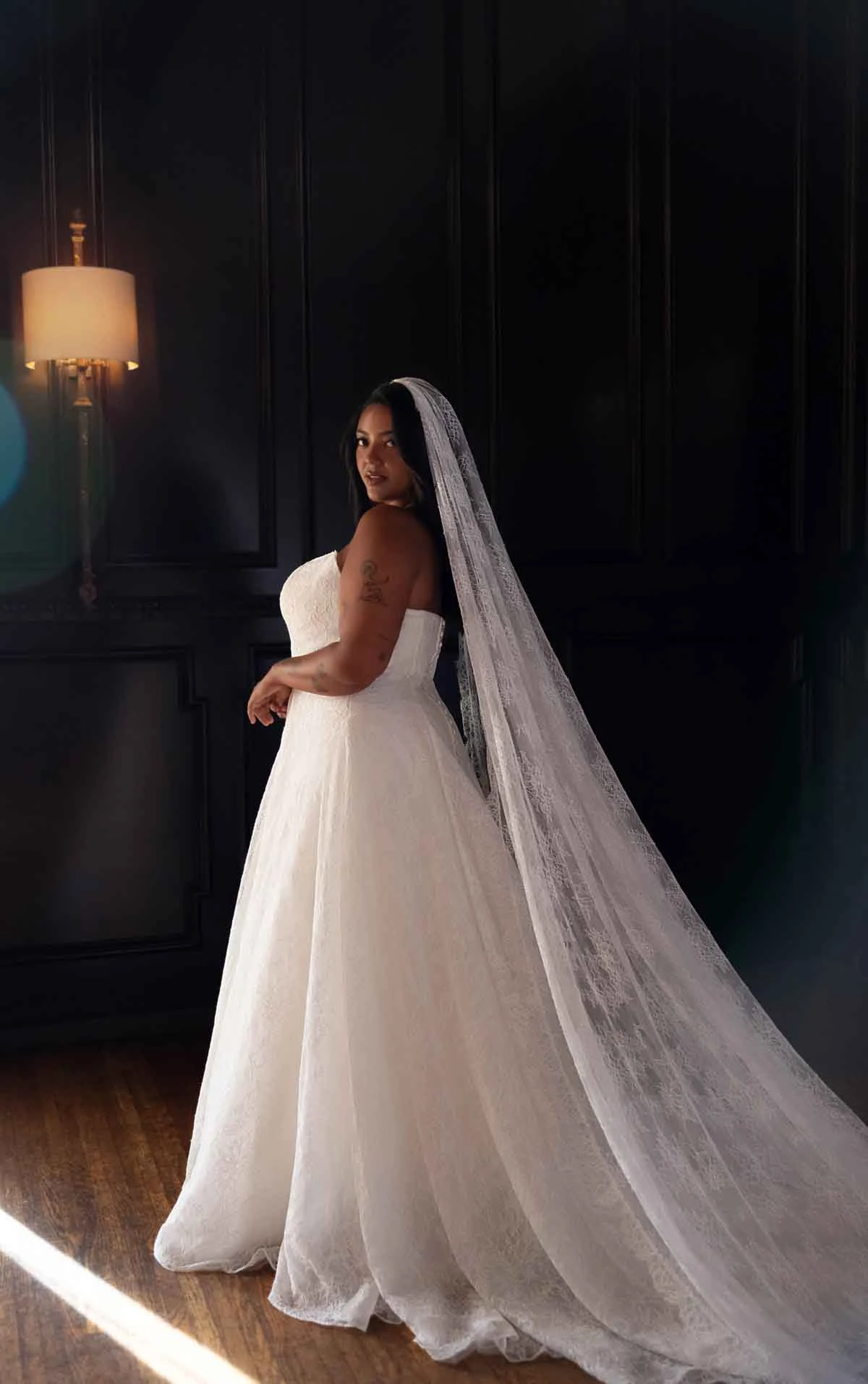 d4543+ Plus Size Allover Lace A-Line Wedding Dress with Classic Sweetheart Neckline by Essense of Australia