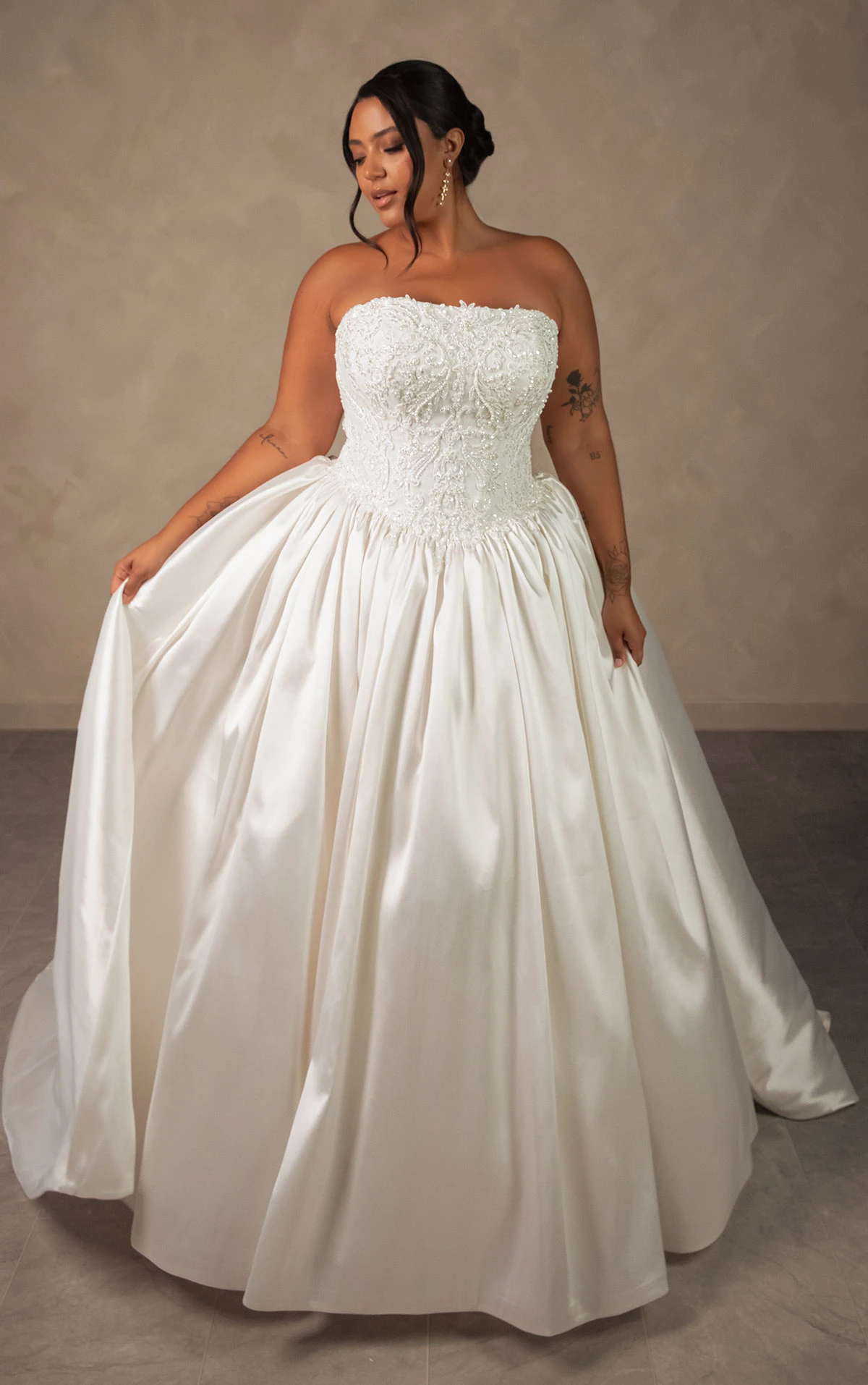 Strapless Mikado Ballgown Wedding Dress with Lace