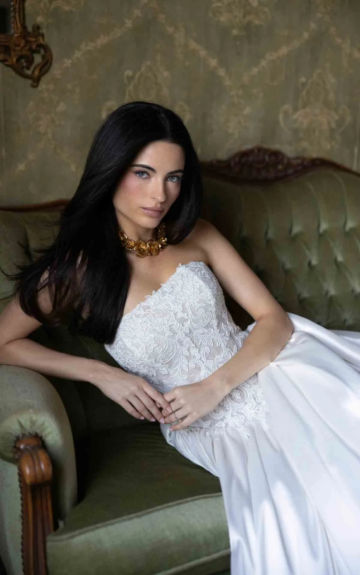 d4546 Couture Lace and Mikado Ballgown with Crystal-Beaded Bodice by Essense of Australia