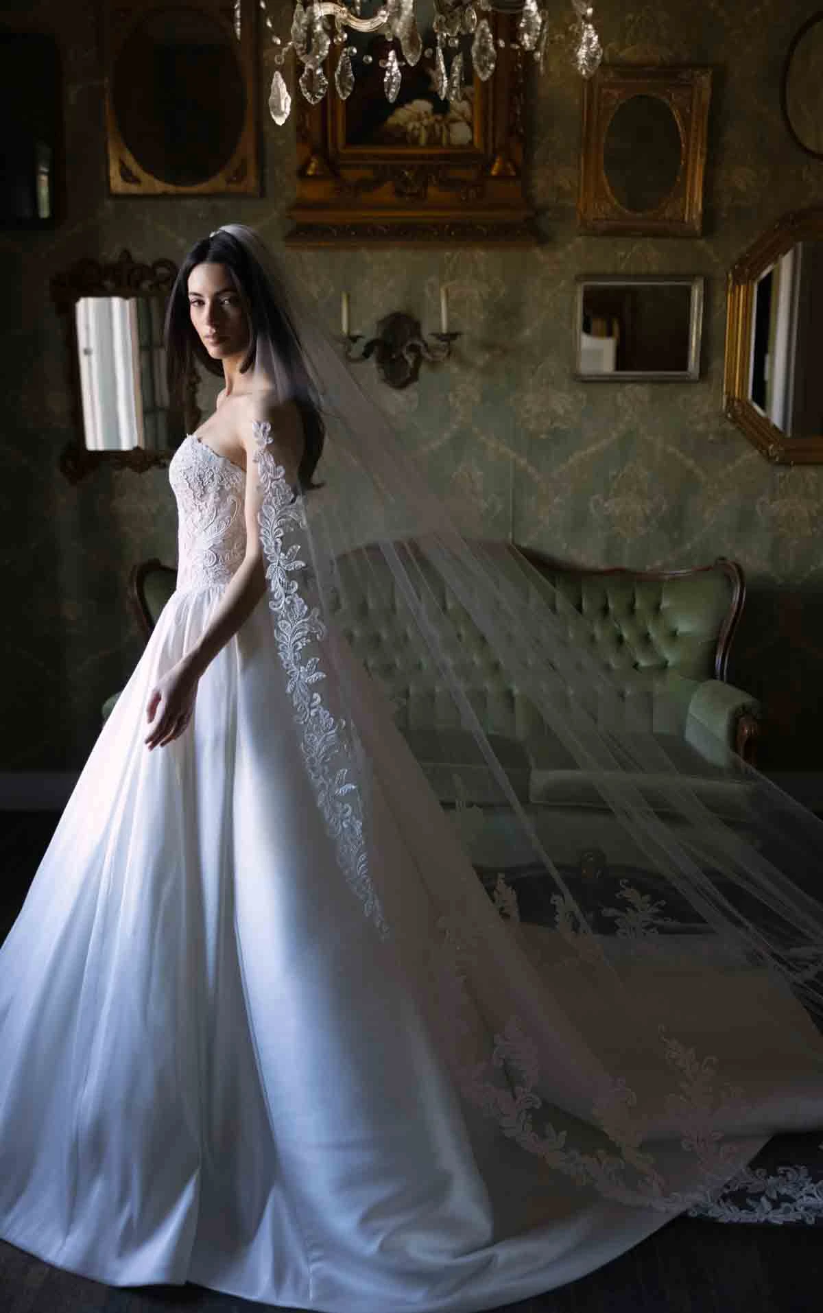 d4546 Couture Lace and Mikado Ballgown with Crystal-Beaded Bodice by Essense of Australia