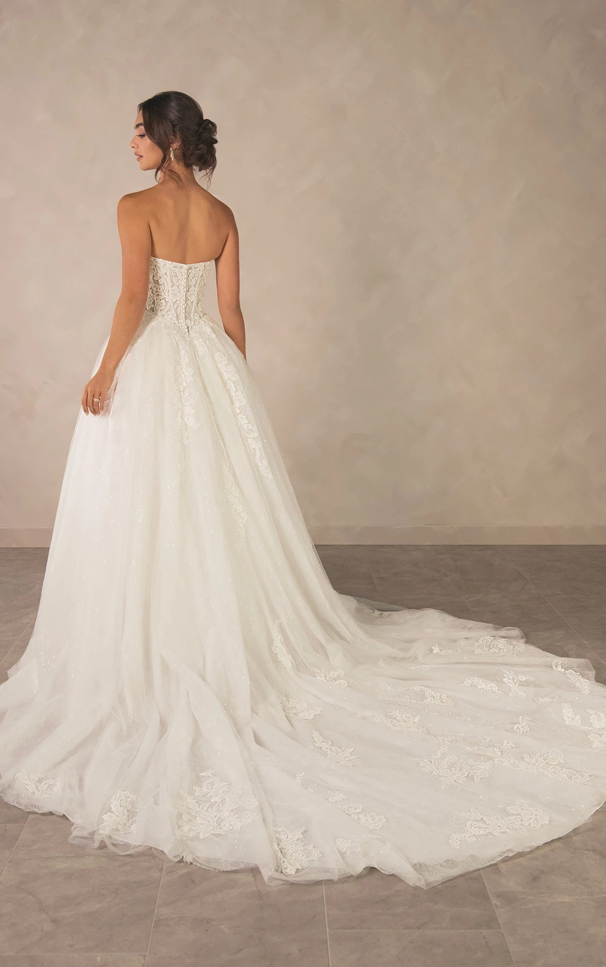 d4553 Enchanting Strapless Ballgown with Regal High-Neck Cape  by Essense of Australia