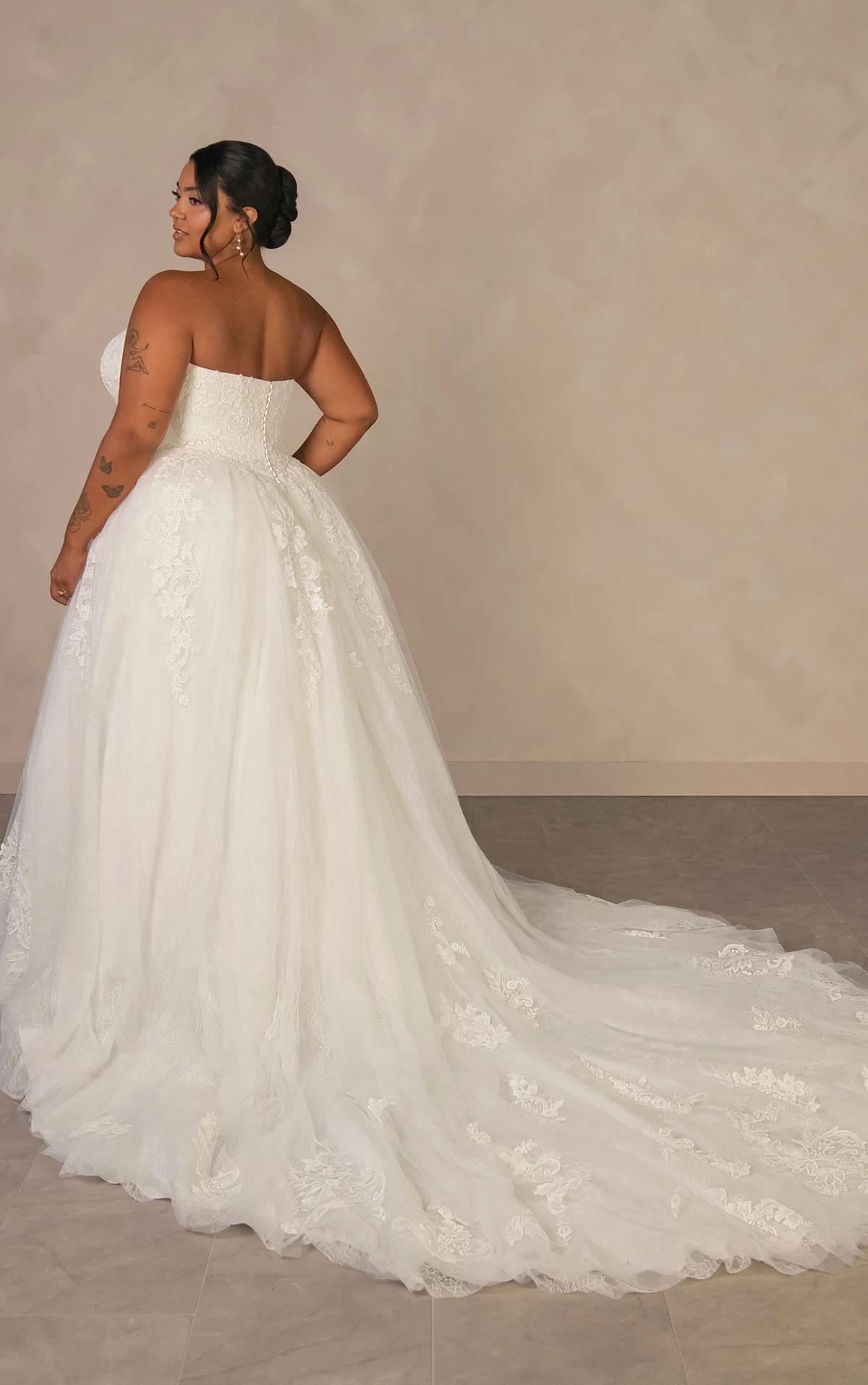 d4553+ Plus Size Enchanting Strapless Ballgown with Regal High-Neck Cape  by Essense of Australia
