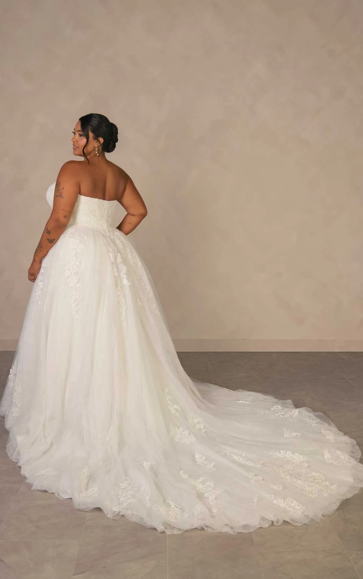 d4553+ Plus Size Enchanting Strapless Ballgown with Regal High-Neck Cape by Essense of Australia