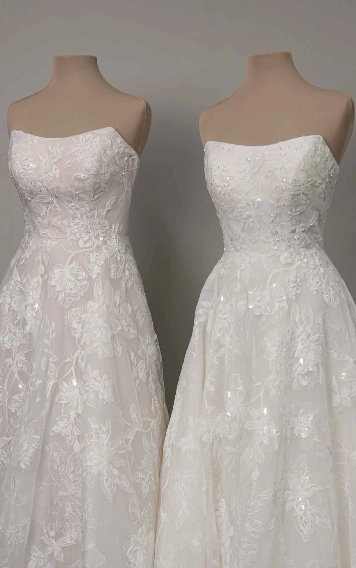 d4571 Sparkling Strapless A-Line Wedding Dress with Whimsical Floral Artistry by Essense of Australia