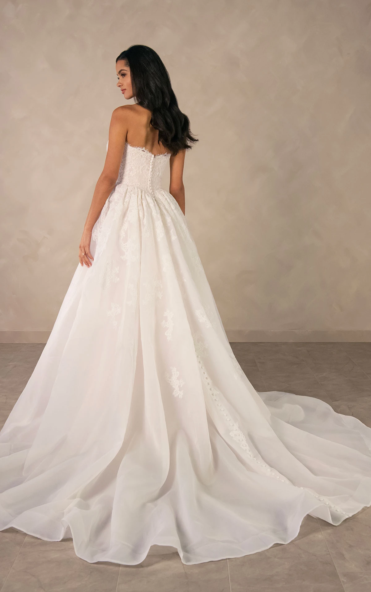 d4573 Romantic Lace and Organza Ballgown with Scalloped Sweetheart Neckline  by Essense of Australia