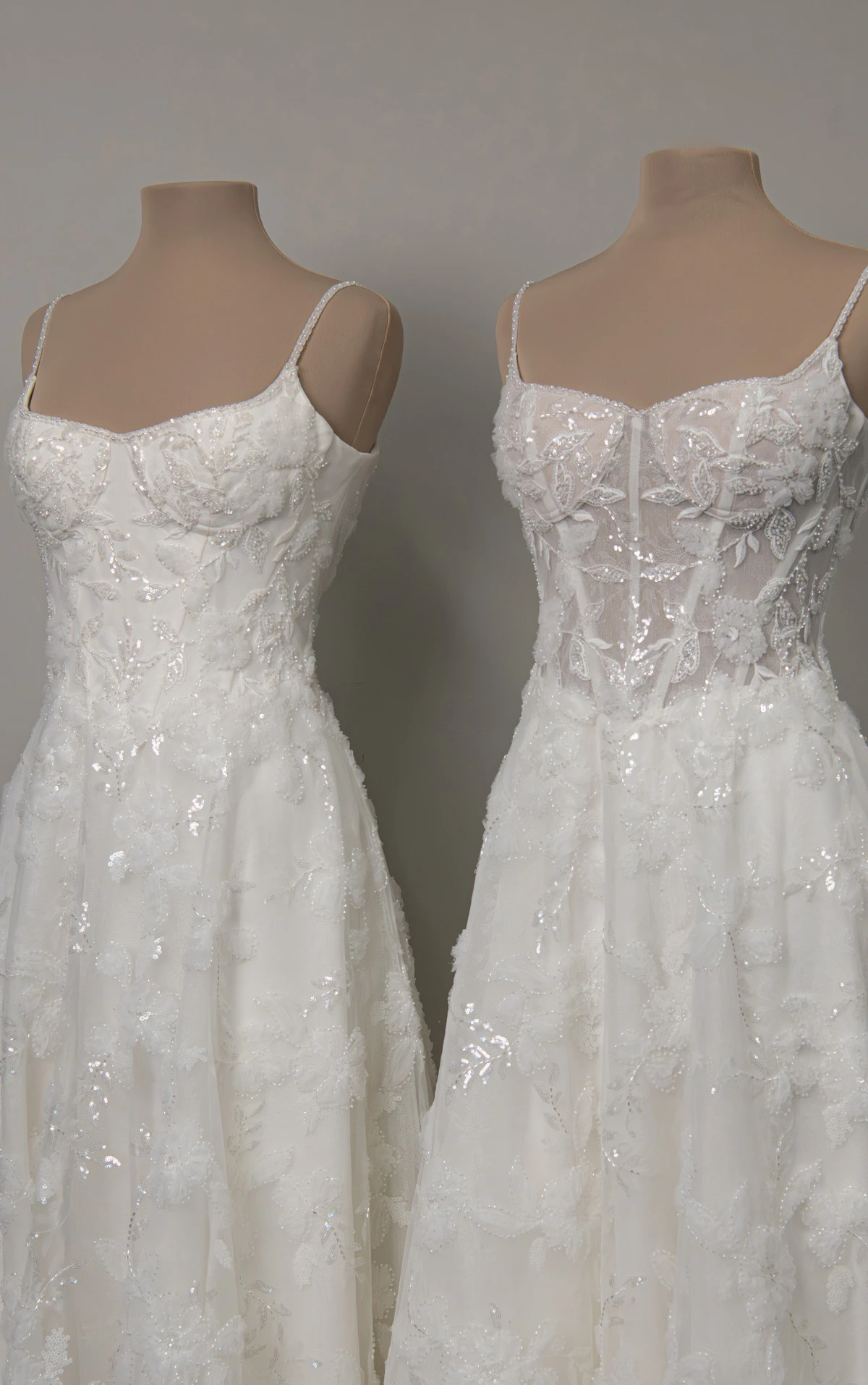 ml2032 Bustier Lace A-Line Wedding Gown with Shimmering Beaded Floral Detail  by Martina Liana