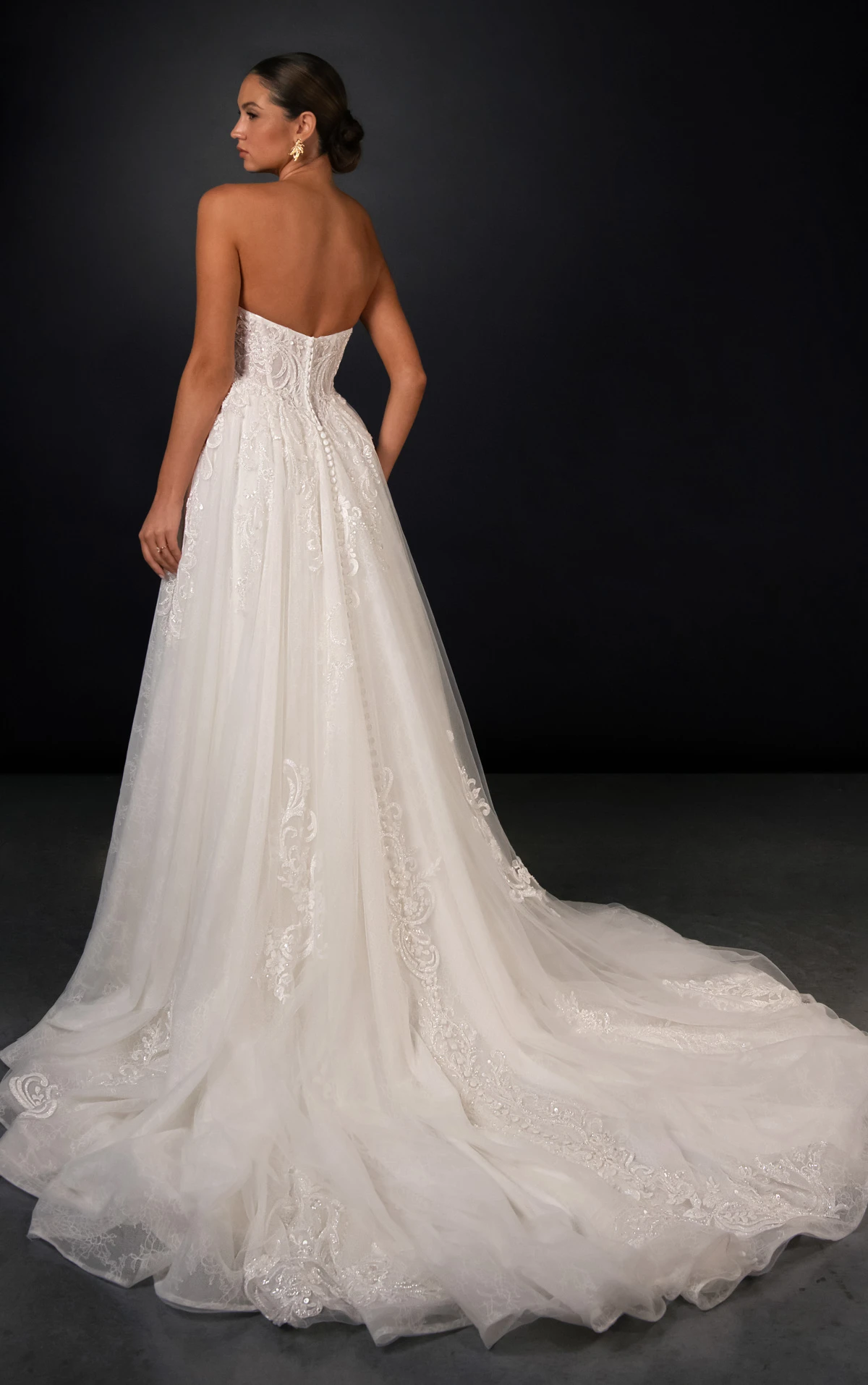 ml2040 High-Neck Long Sleeve Lace and Tulle A-Line Wedding Gown  by Martina Liana