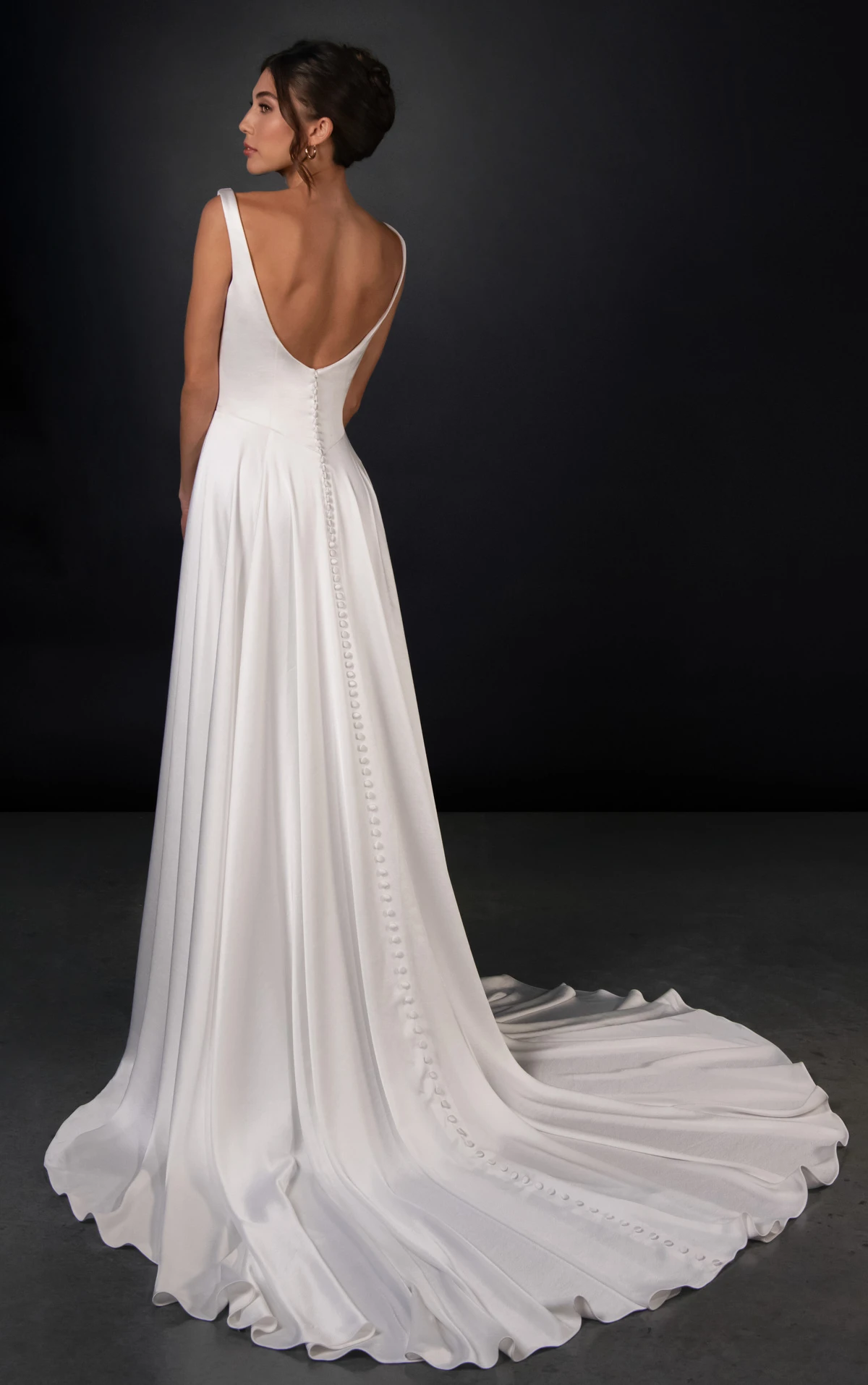 ml2058 Sandwashed Charmeuse A-Line Wedding Gown with Cowl Neckline  by Martina Liana