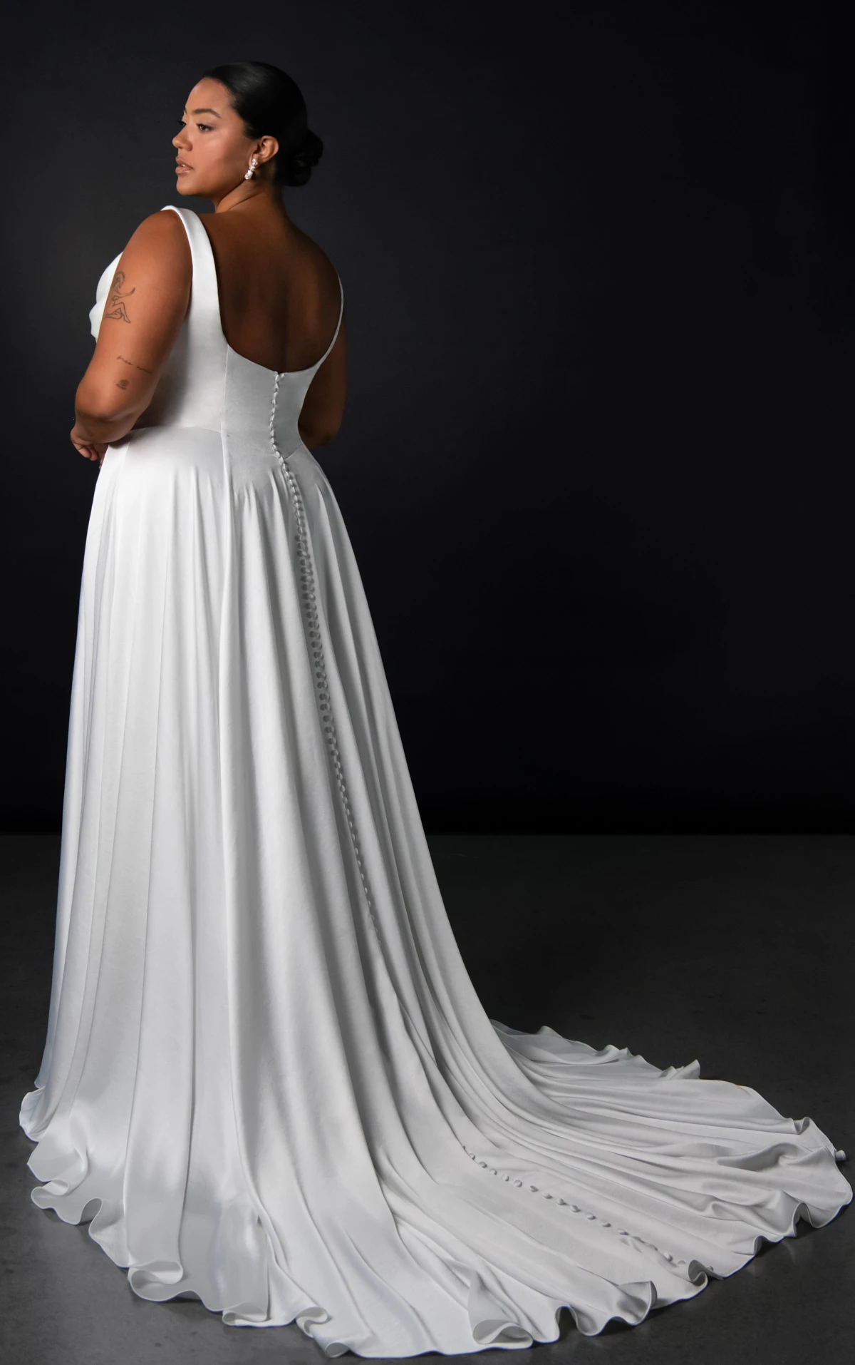 ml2058+ Plus Size Sandwashed Charmeuse A-Line Wedding Gown with Cowl Neckline  by Martina Liana